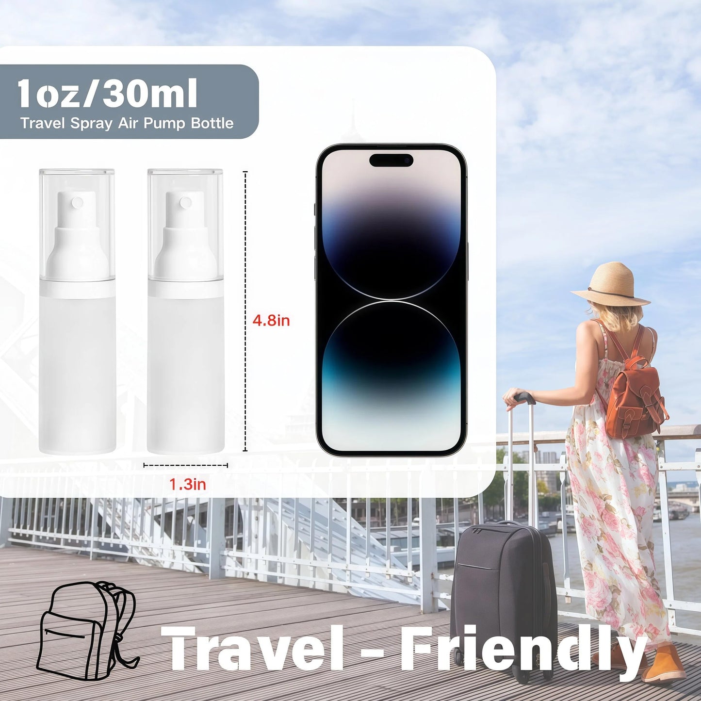 360° Angle Work - Small Spray Bottle | 1oz/30ml - Mini Spray Bottle - TSA Approved Travel Bottles | Portable Refillable Leak Proof | For Perfume Toner Hair spray Facial Moisturizing | 1oz/30ml-Pack 2