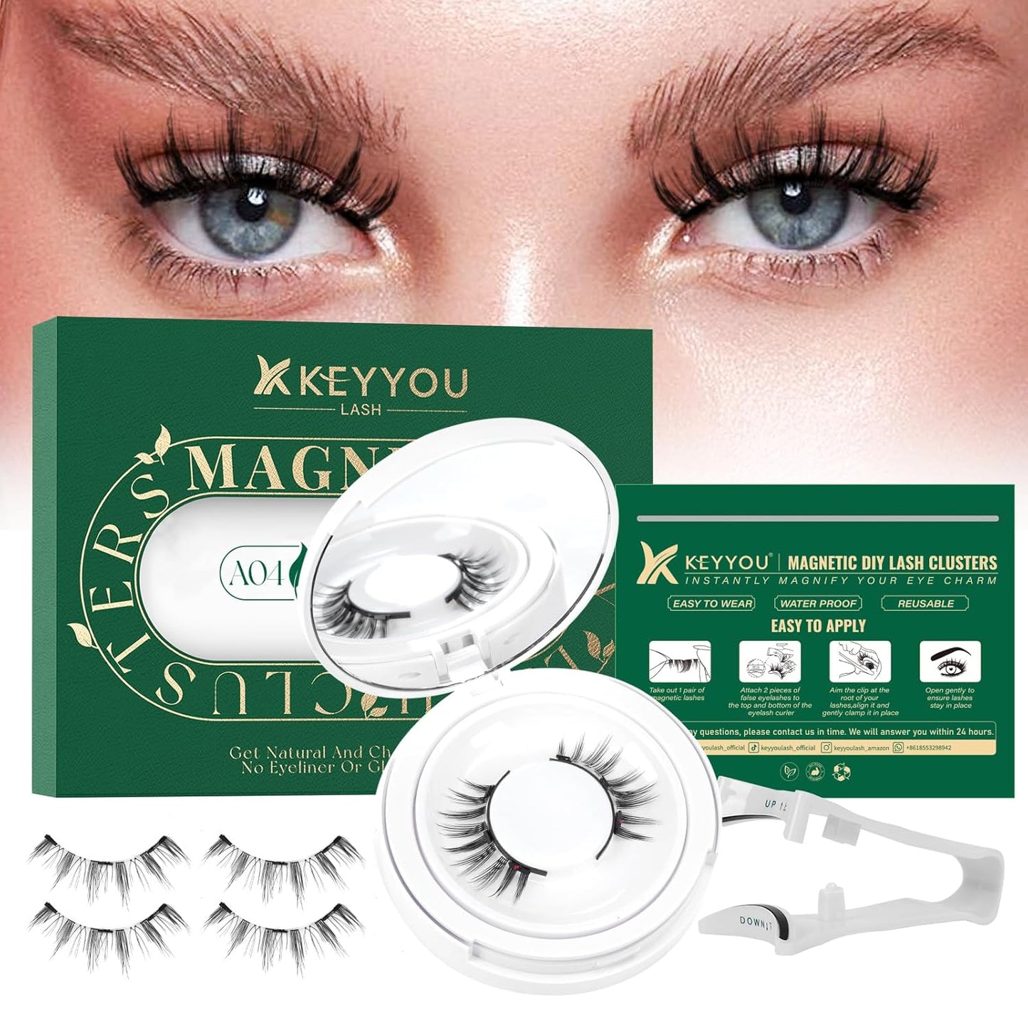 KEYYOU 3D Eyelash Clusters - 280pcs Wispy Volume Lashes | 80D D Curl, 9-18mm Mix