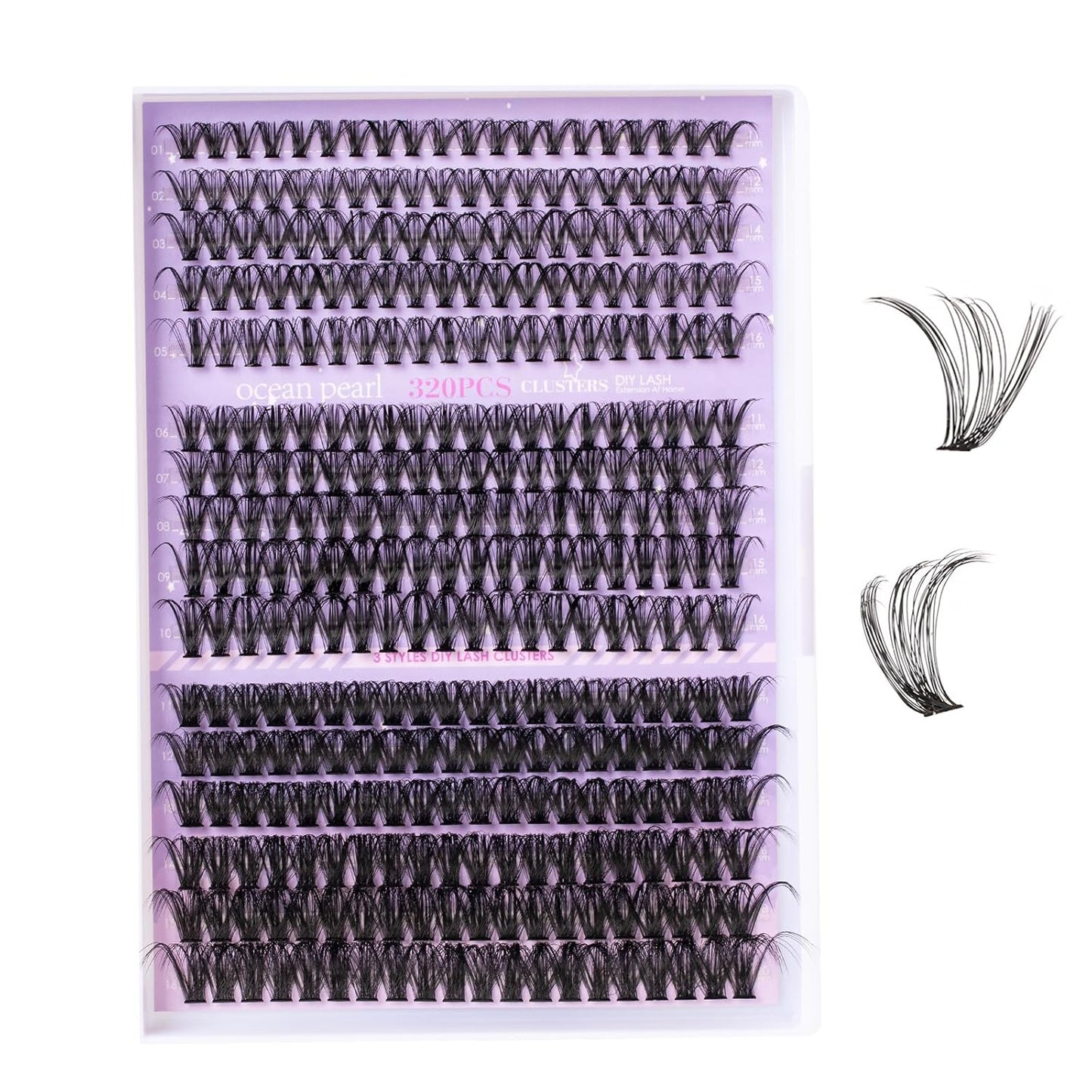 Ocean Pearl Lash Clusters - 320 Pcs 11-20mm Eyelash Extension Kit | 40D, 50D, 100D with Adhesive & Tweezers