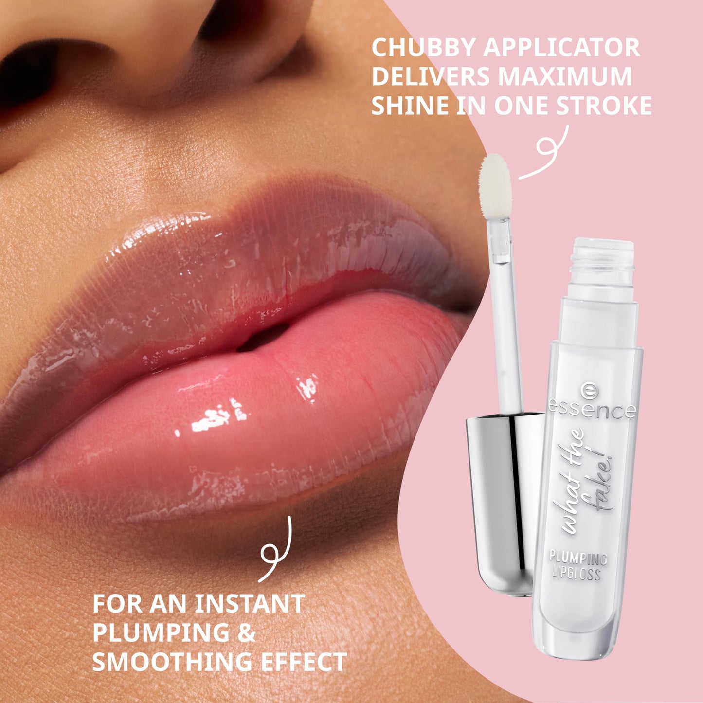 essence | What The Fake! Plumping Lipgloss | High-Shine, Glass-Like Finish | Instant Plumping Effect | Infused with Hyaluronic Acid | Vegan & Cruelty Free (103 | Bare But Better)