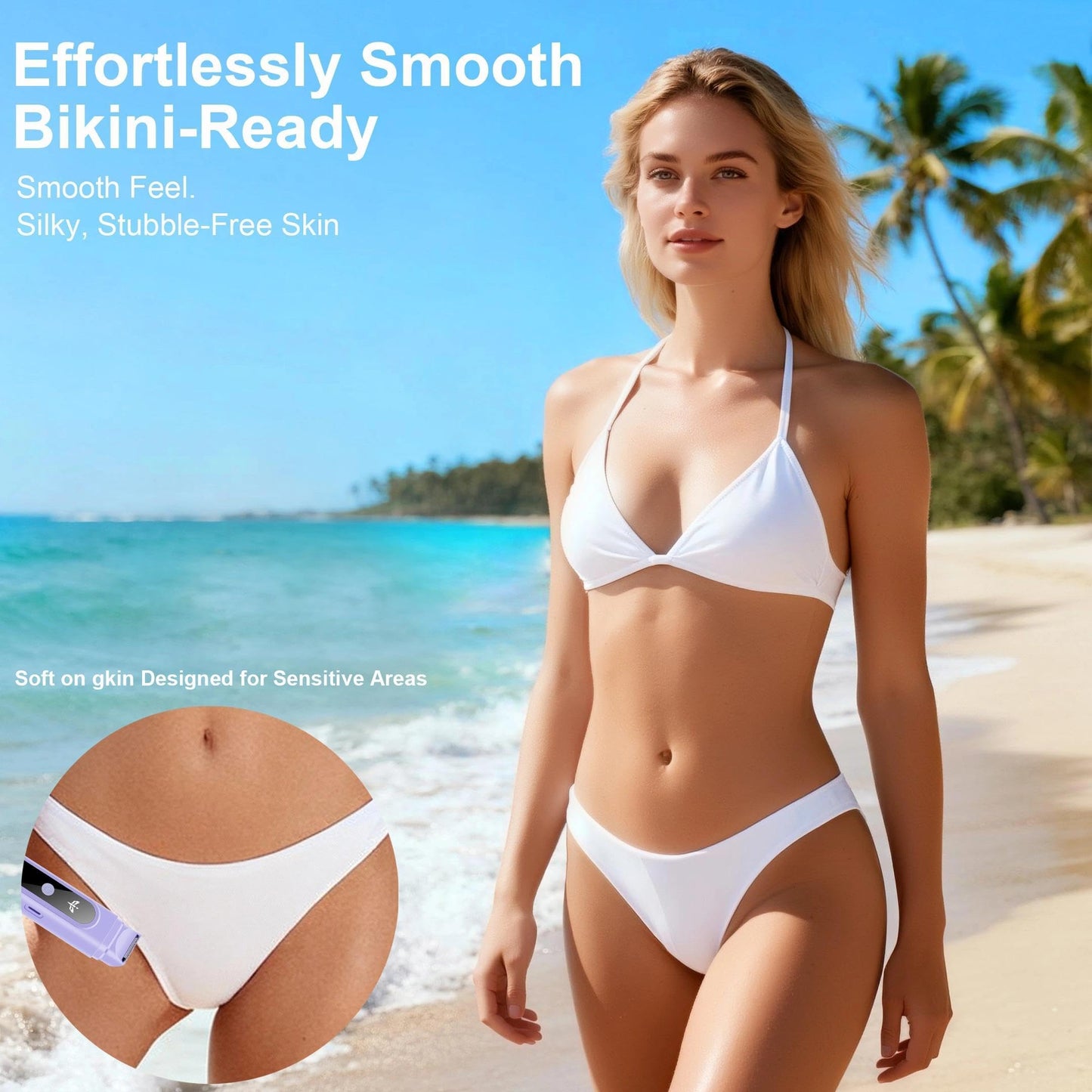 Bikini Trimmer for Women, 2-in-1 Bikini Line & Pubic Hair Trimmer Women, Wet & Dry Electric Razor, Close & Gentle Shaving for Bikini Area, USB Rechargeable
