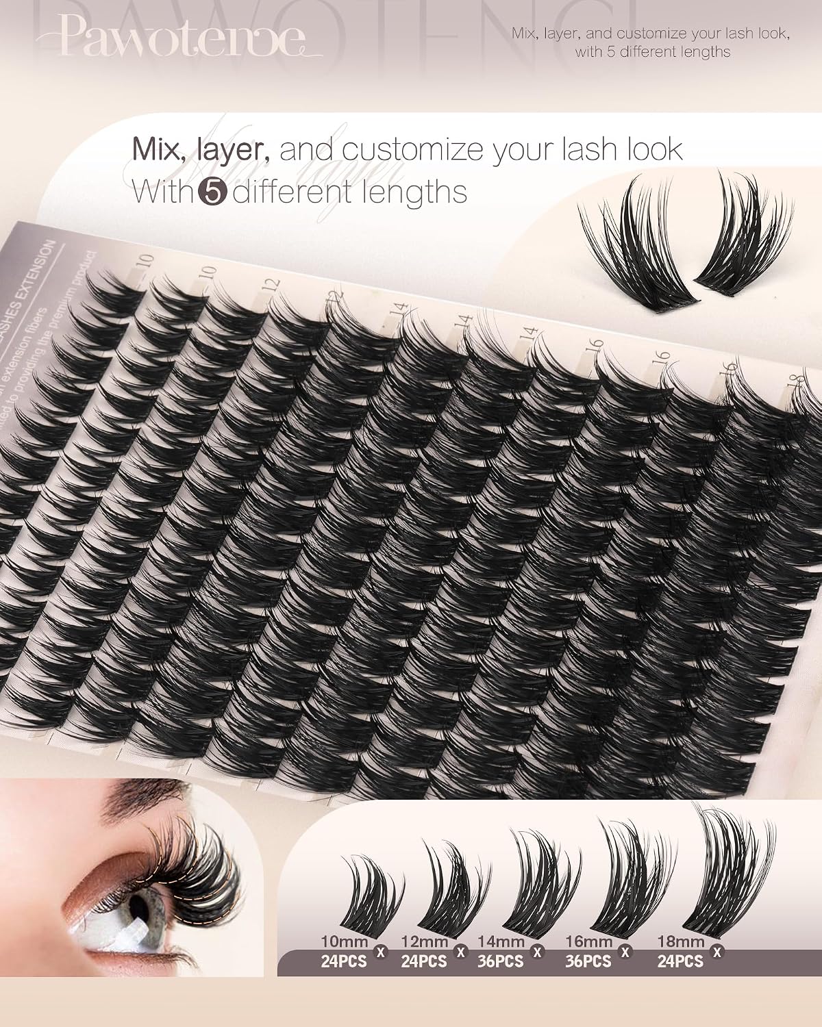 Manga Lash Clusters - 10-18mm Individual Eyelash Extensions | 144pcs Anime False Lashes for DIY Application