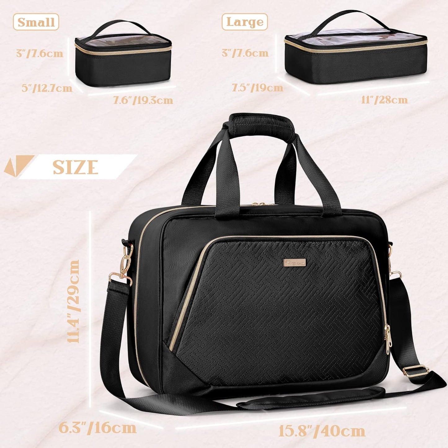 Professional Makeup Artist Travel Case - Large Organizer with 4 Detachable Bags | Black Makeup Storage