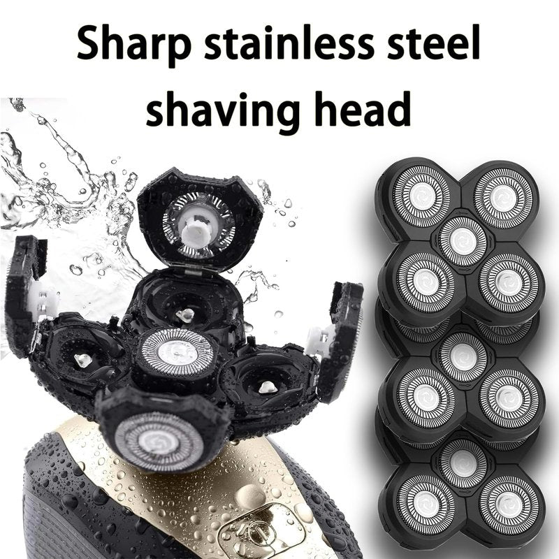 Ruixin 3 Pack Replacement Blades Compatible with Freebird Shaver – 5-Blade Electric Razor Head for Bald Men, Refills Kit with 3 Cleaning Brushes