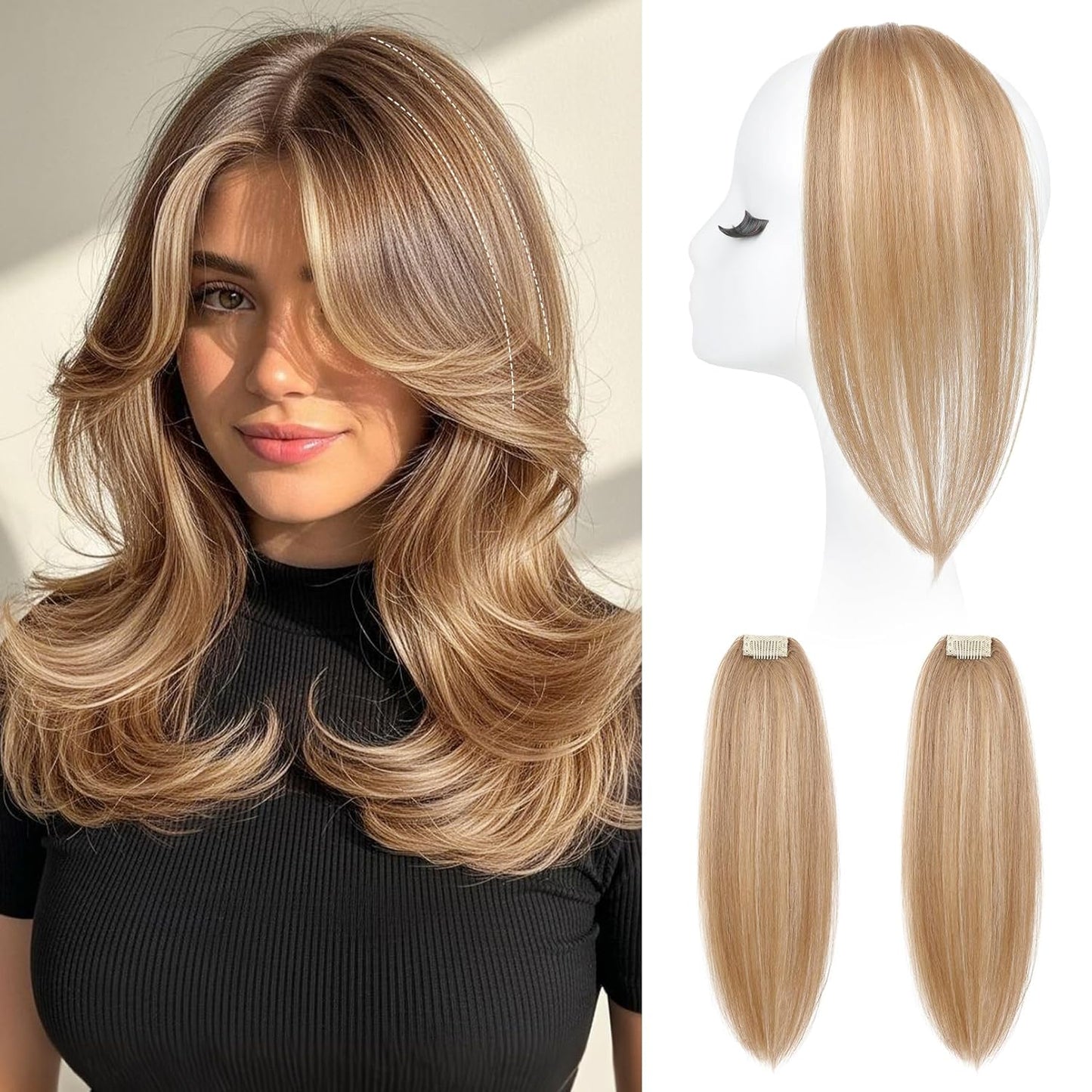 Clip In Hair Volumizer - 12 Inch Thick Hairpieces for Extra Volume | Off Black, 2PCS