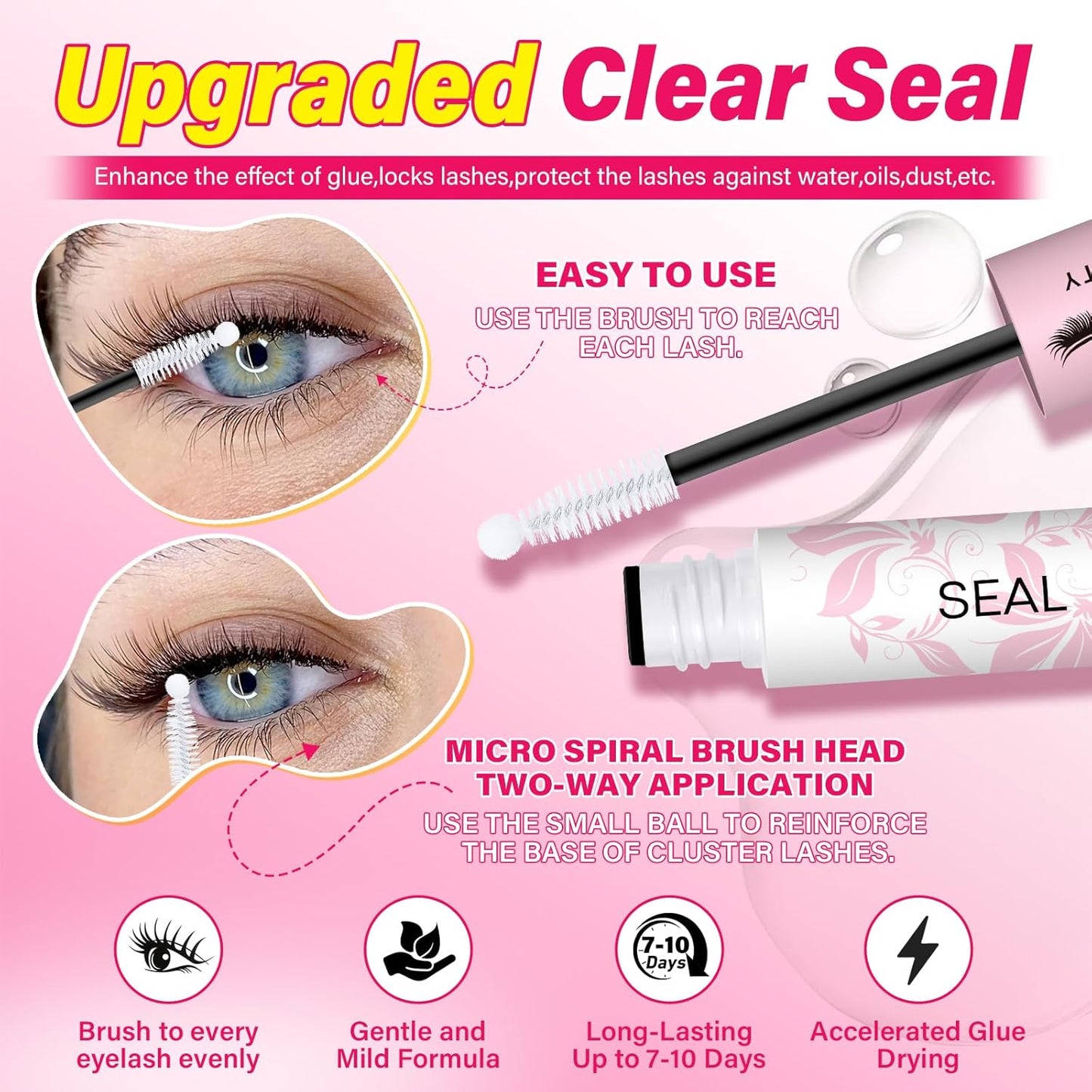 Lash Cluster Glue - Upgraded 2-in-1 Black Bond & Seal for Eyelash Clusters | Waterproof, Long-Lasting (10ml)