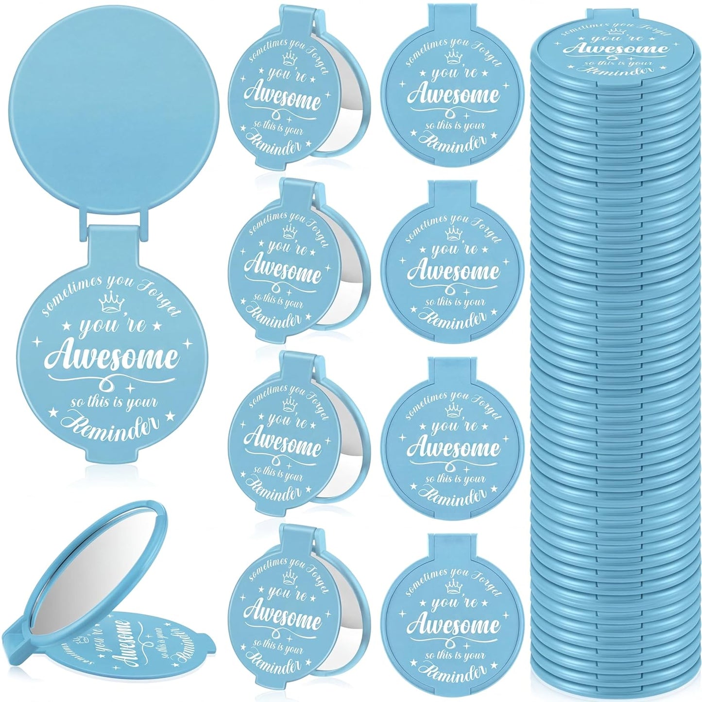 Inspirational Compact Mirror Set - 36 Pcs 2.76 Inch Mini Mirrors | Perfect Galentine's Day Gifts for Women