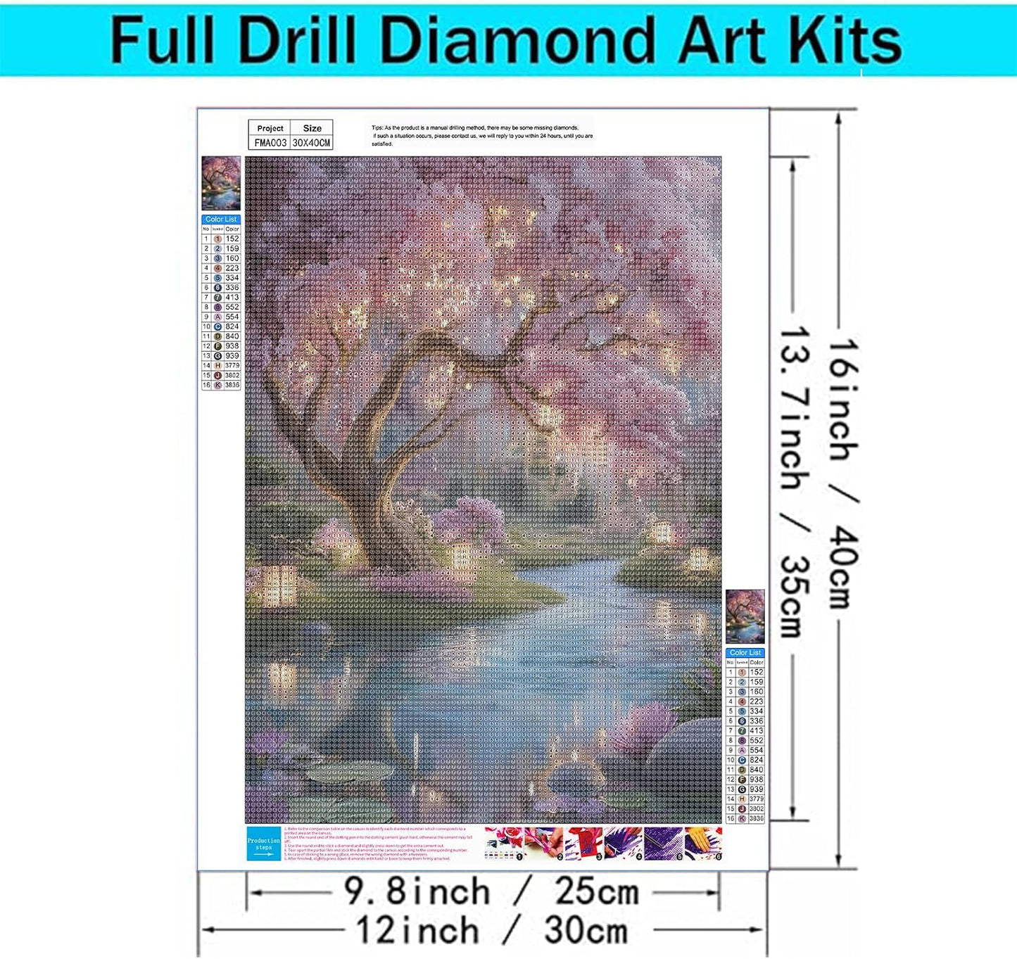 5D Diamond Painting Kit - Cherry Blossom Full Drill DIY Art Canvas | 12 x 16 Inch Floral Home Decor Gift for Women