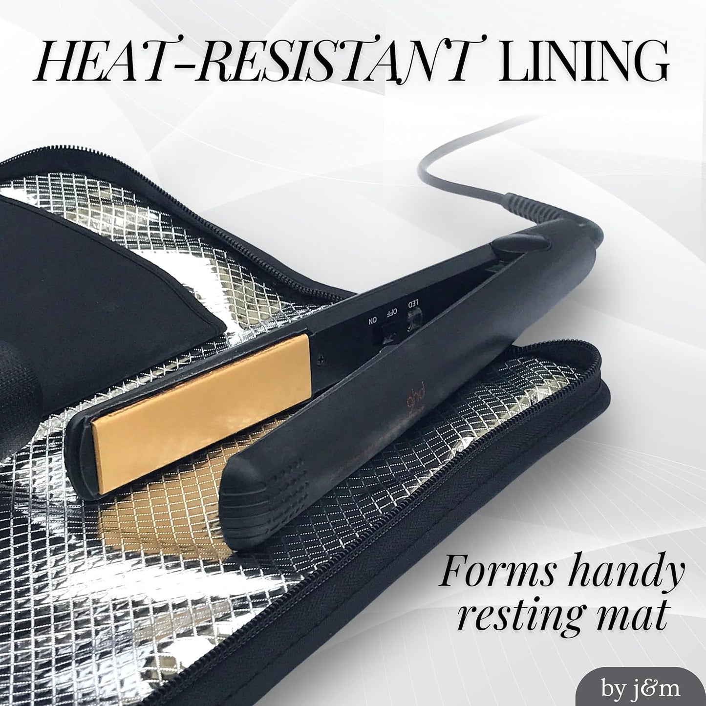 Hair Straightener Mat & Pouch - Heat Resistant Travel Case for GHD, BaByliss & Larger Straighteners | Compact Zip-Up Design