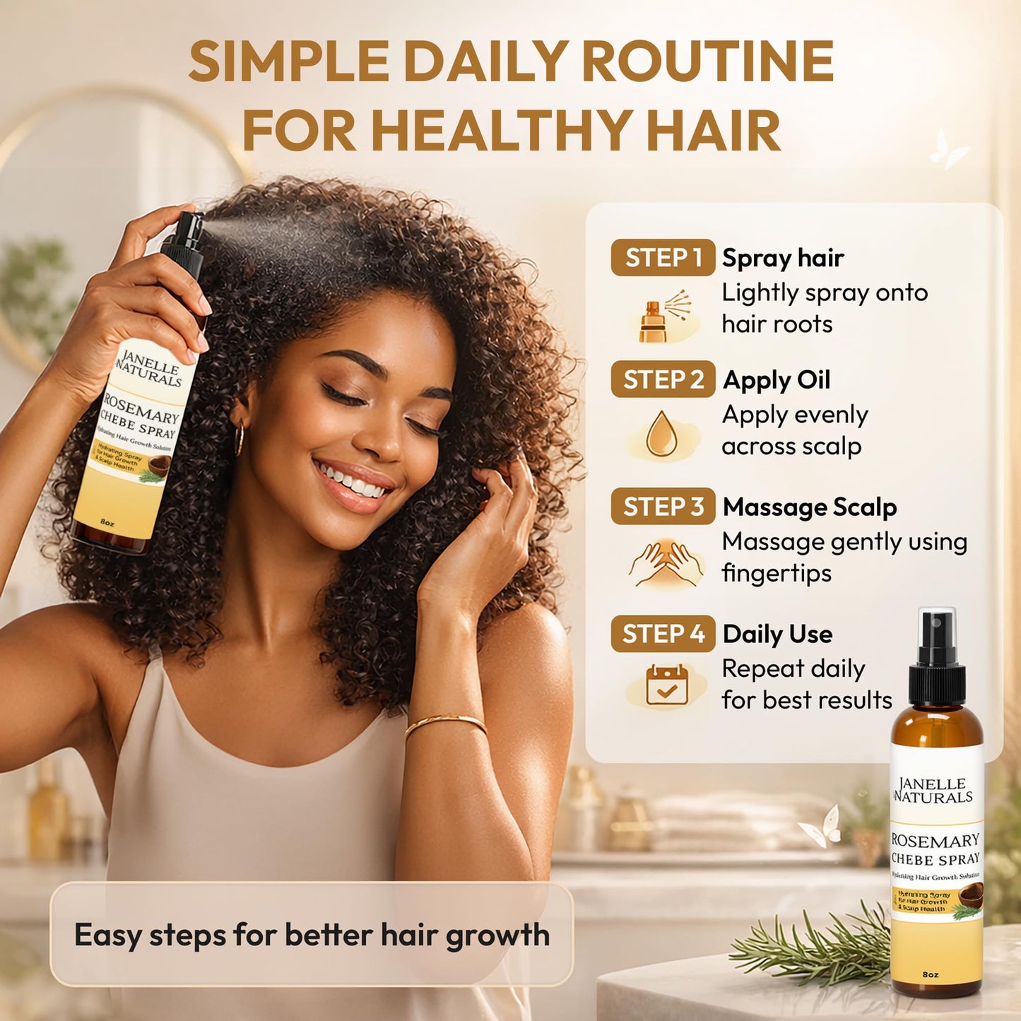 Janelle Naturals Chebe and Rosemary Hair Growth Spray