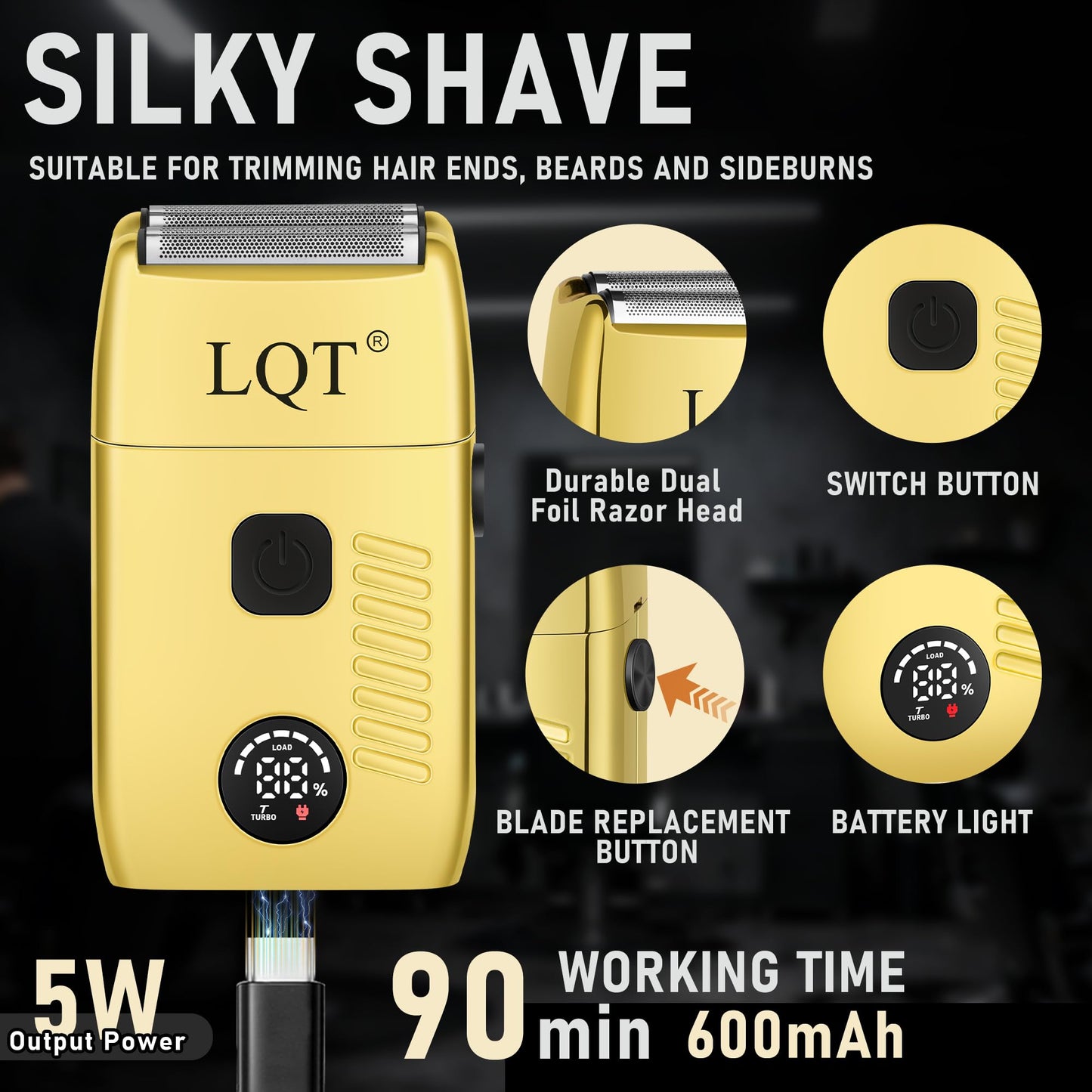 LQT Professional Hair Clippers for Men, Cordless Hair Clipper and Trimmers Set with Electric Dual Foil Shaver & Nose Trimmer,LED Display,All-in-One Grooming Kit for Home,Barber & Travel, Gifts for Men