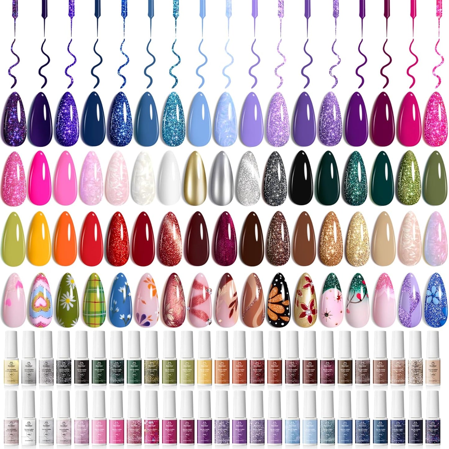 Beetles Gel Nail Polish Set - 23-Piece Summer Colors Collection | UV Gel Polish in Pink, Green, Blue with Base & Top Coat