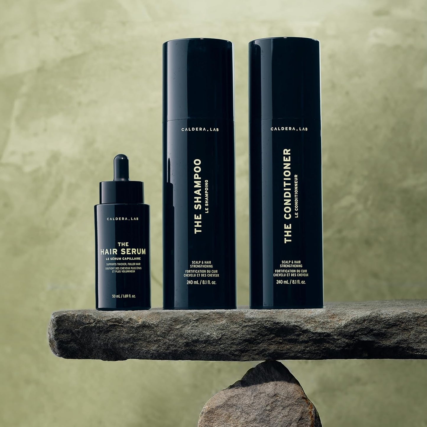 Caldera + Lab Hair Care System | Men’s Bundle for Healthier, Fuller Hair - Sulfate-Free Shampoo, Conditioner & Serum Set