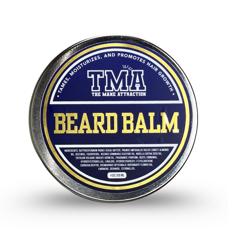 The Mane Attraction Beard Balm for Men – Moisturizing Beard Butter with Shea Butter & Beeswax – Softens, Conditions & Light Hold Styling – Castor & Rosemary Oils – Frizz Control – 2oz
