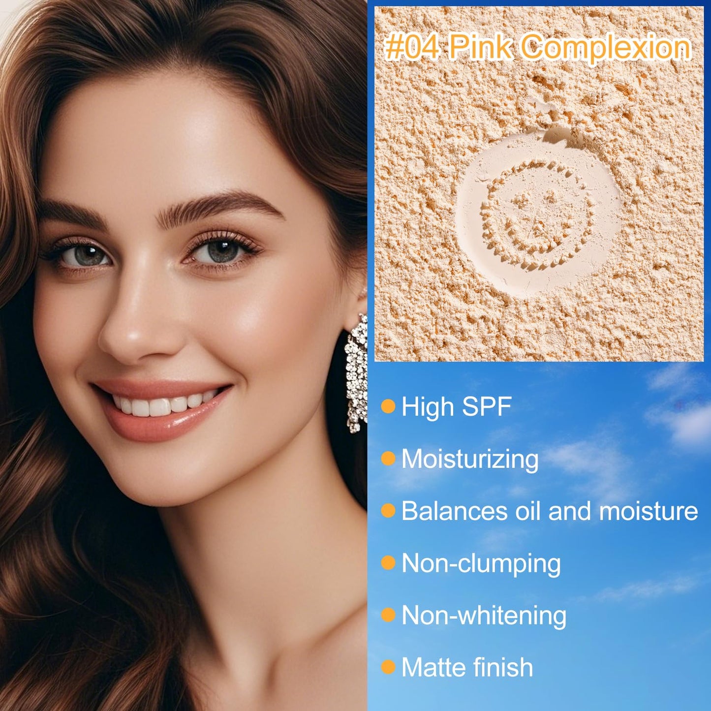 Mineral Sunscreen Setting Powder, SPF 35 Brush Sunscreen Powder for Face & Scalp, Long Lasting Lightweight Breathable, Oil Control Natural Matte Finish for All Skin Type (Medium)