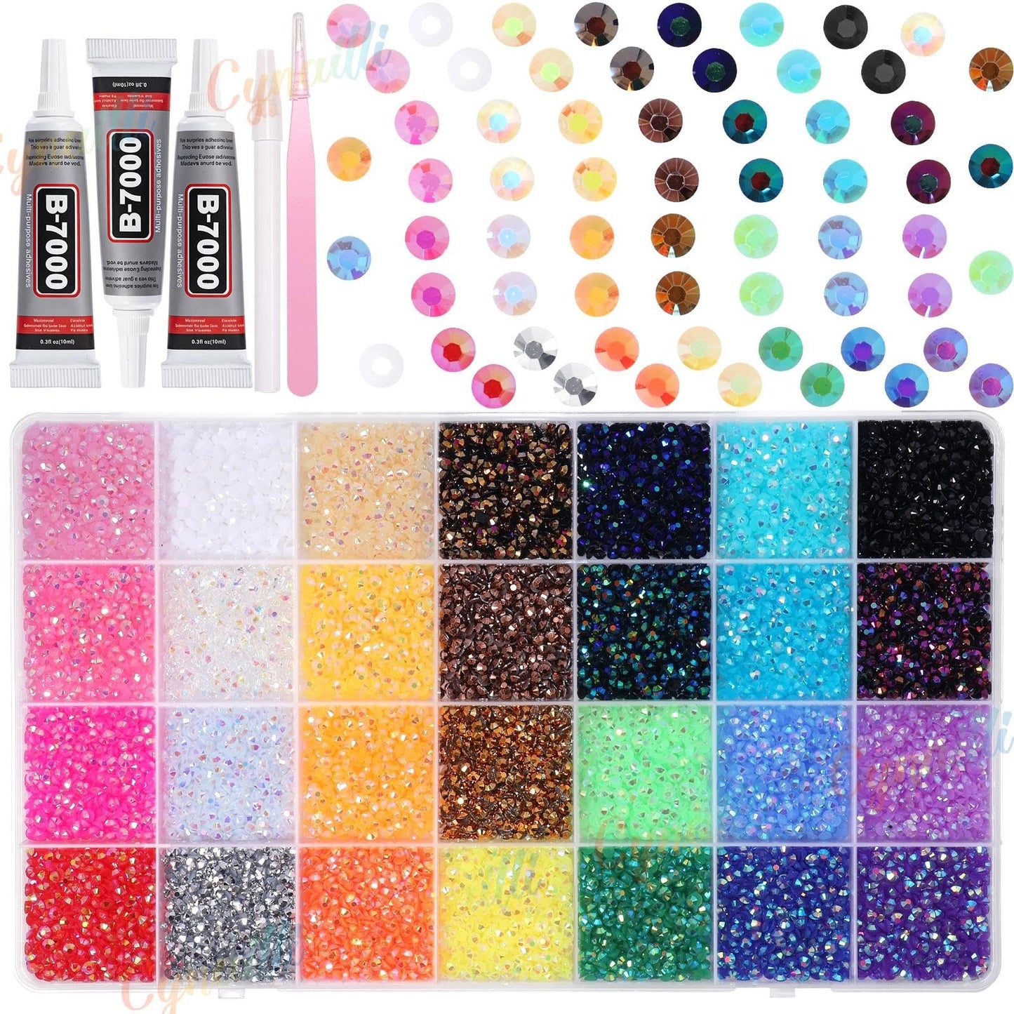 32000Pcs 3MM Colors Flatback Rhinestones for Bedazzling, Jelly Resin Rhinestones Gems, Colorful Gems Bedazzling for Crafting DIY Face Makeup Crafts Tumblers