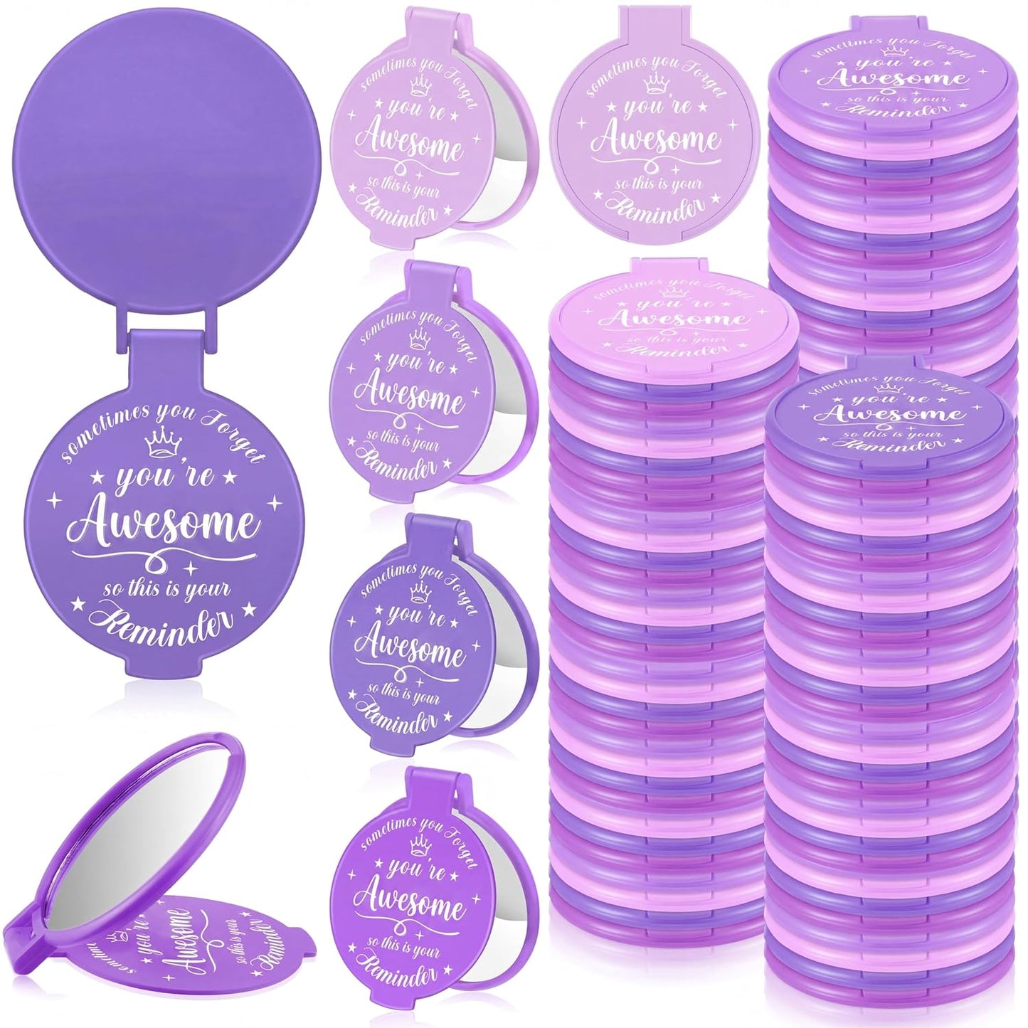 Inspirational Compact Mirror Set - 36 Pcs 2.76 Inch Mini Mirrors | Perfect Galentine's Day Gifts for Women
