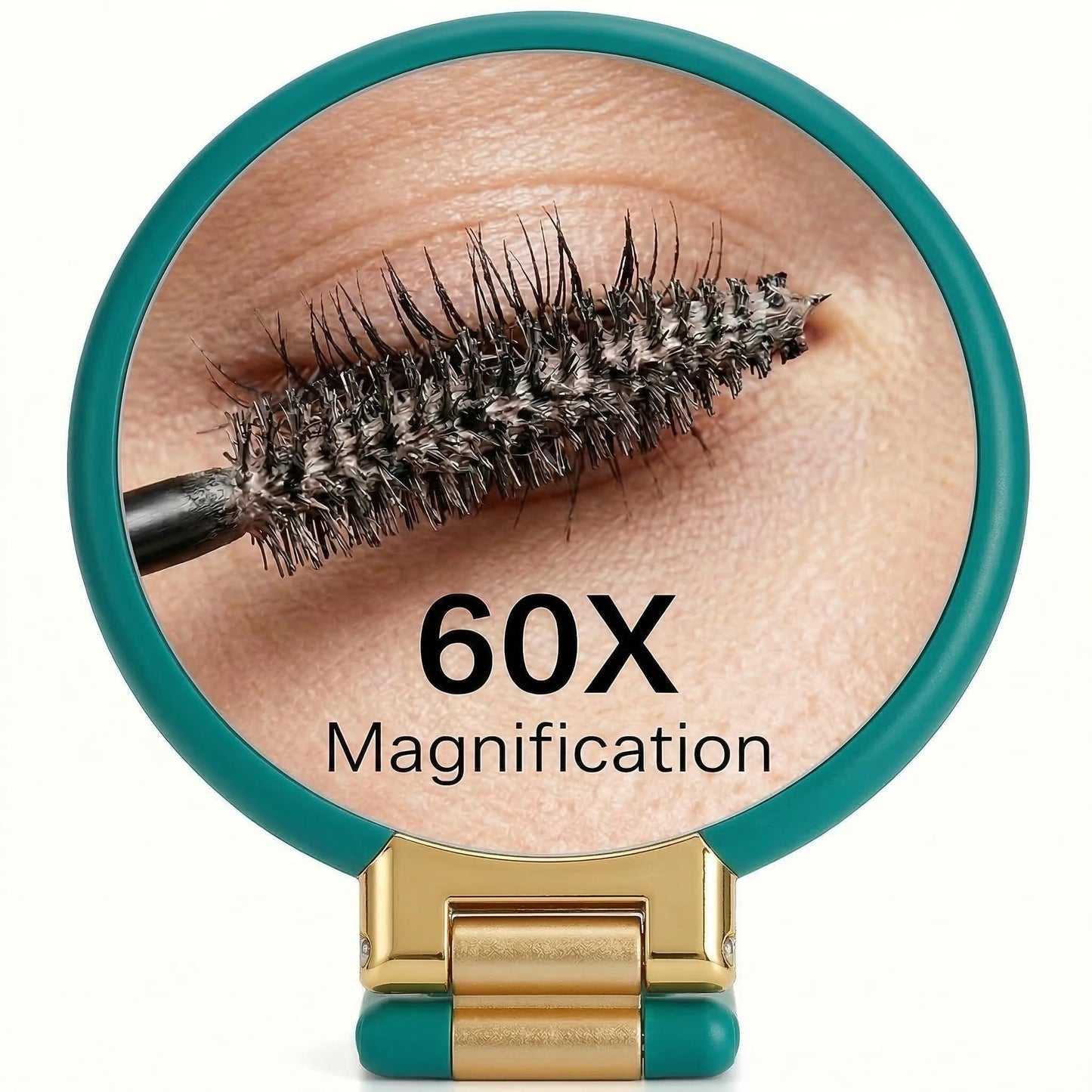 Magnifying Handheld Mirror Double Sided, 1X and 60X Magnification Hand Mirror, Travel Folding Hand Held Makeup Mirror with 360° Rotation Pedestal for Vanity, Dressing Table and Daily Use Green