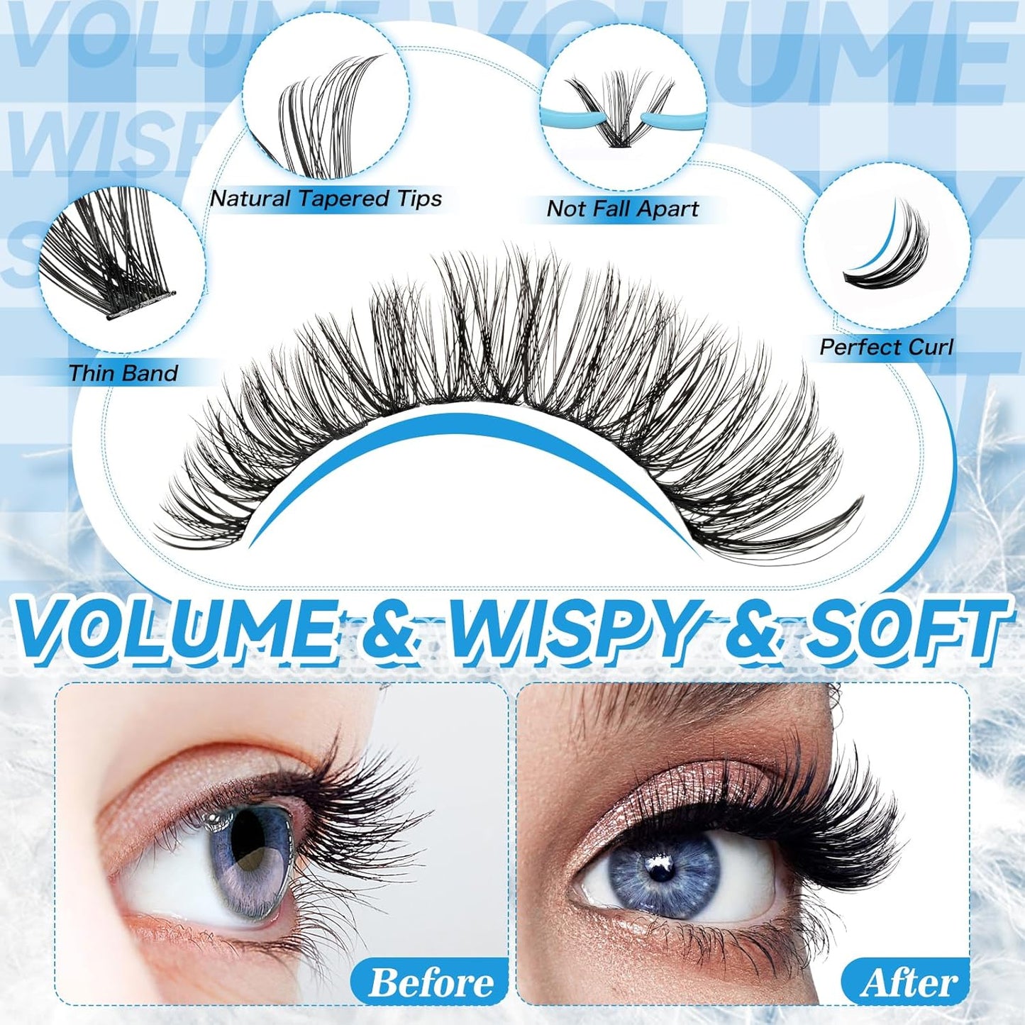Lash Extension Kit - 280 Pcs Individual Lashes with Bond & Seal | 40D/50D, 9-16mm Clusters