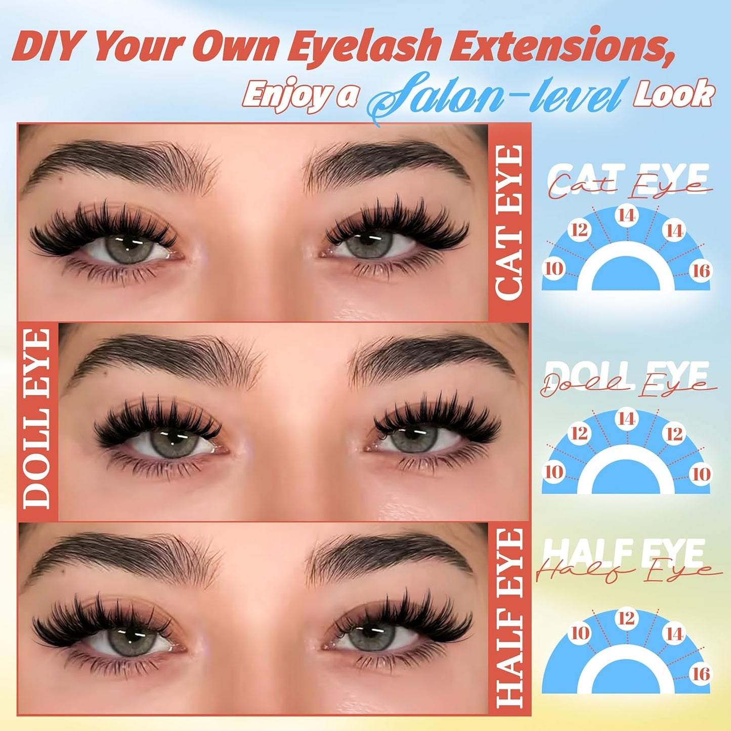 Manga Lash Clusters Kit - Spiky Anime Eyelash Extensions 270 Pcs | D Curl, 10-16mm, Fluffy & Natural Look