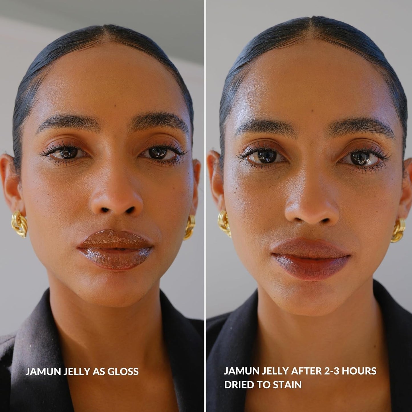 Hydrating Glossy Fruit Lip Stain - 2-in-1 Tint & Oil Stain | Lightweight Makeup for Smooth, Nourished Lips - Jamun Jelly