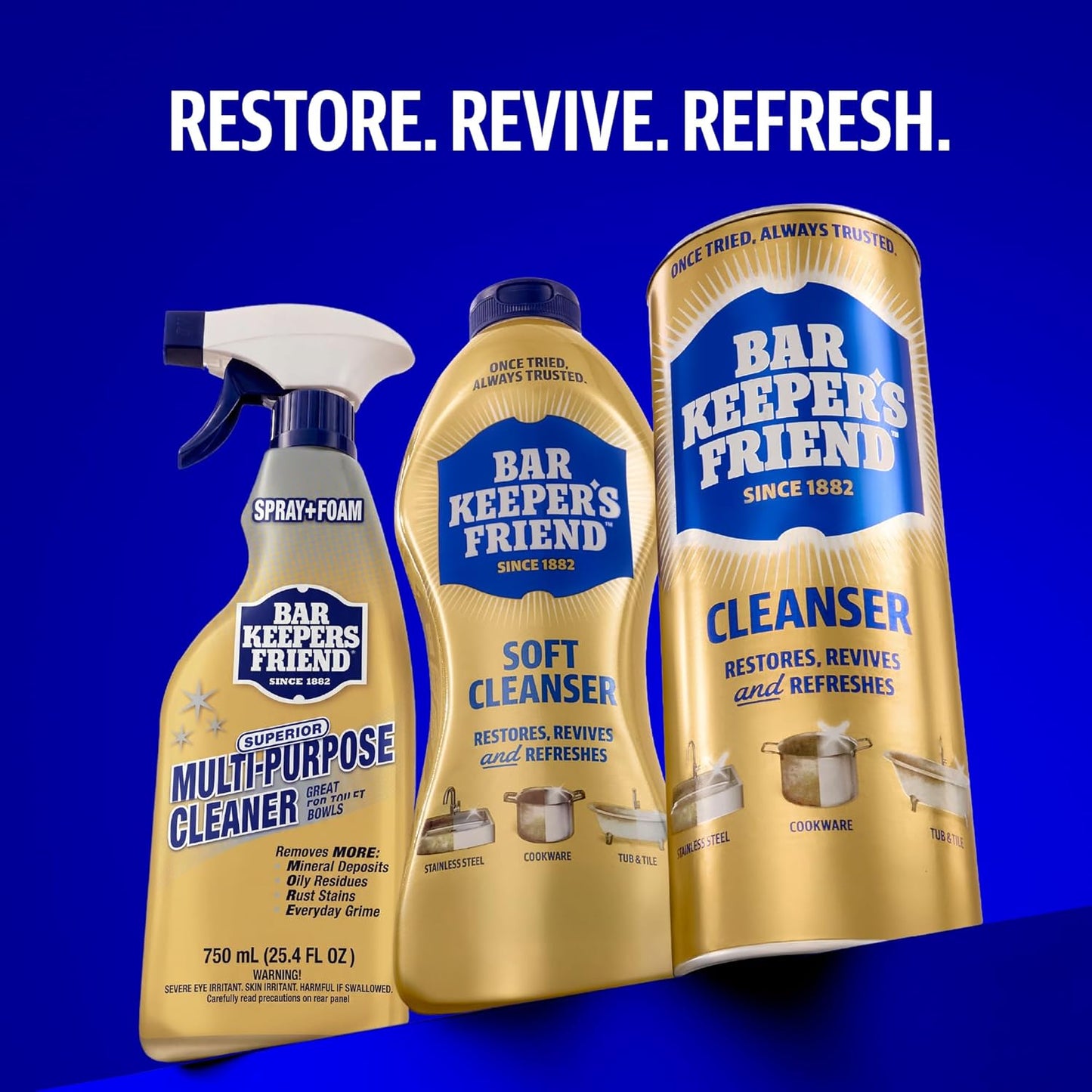 Bar Keepers Friend Powder Cleanser - 12 oz | Multipurpose Degreaser for Stainless Steel Pots, Rust & Soap Scum Removal