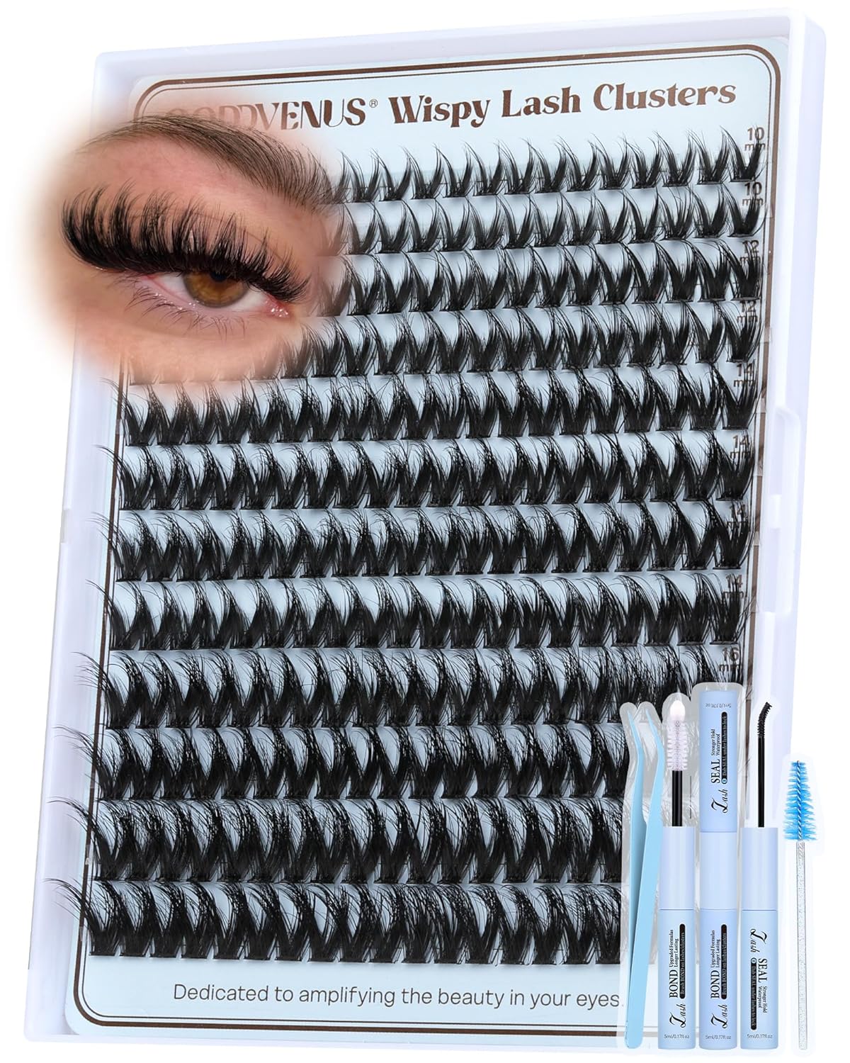 Manga Lash Clusters - Wispy Fluffy Anime Eyelash Extensions | Reusable Faux Mink, D Curve 12-18mm, 204 Pieces