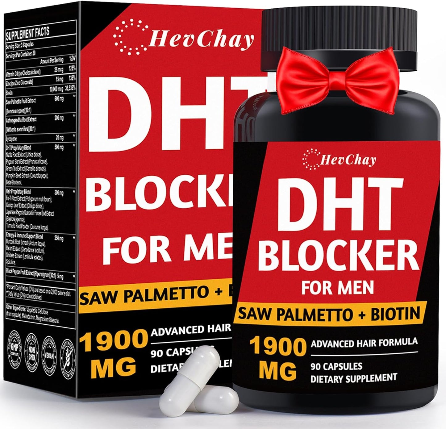 Extra Strength DHT Blocker for Men - Saw Palmetto & Biotin Hair Growth Supplement | Natural Hair Loss Support, 1 Pack