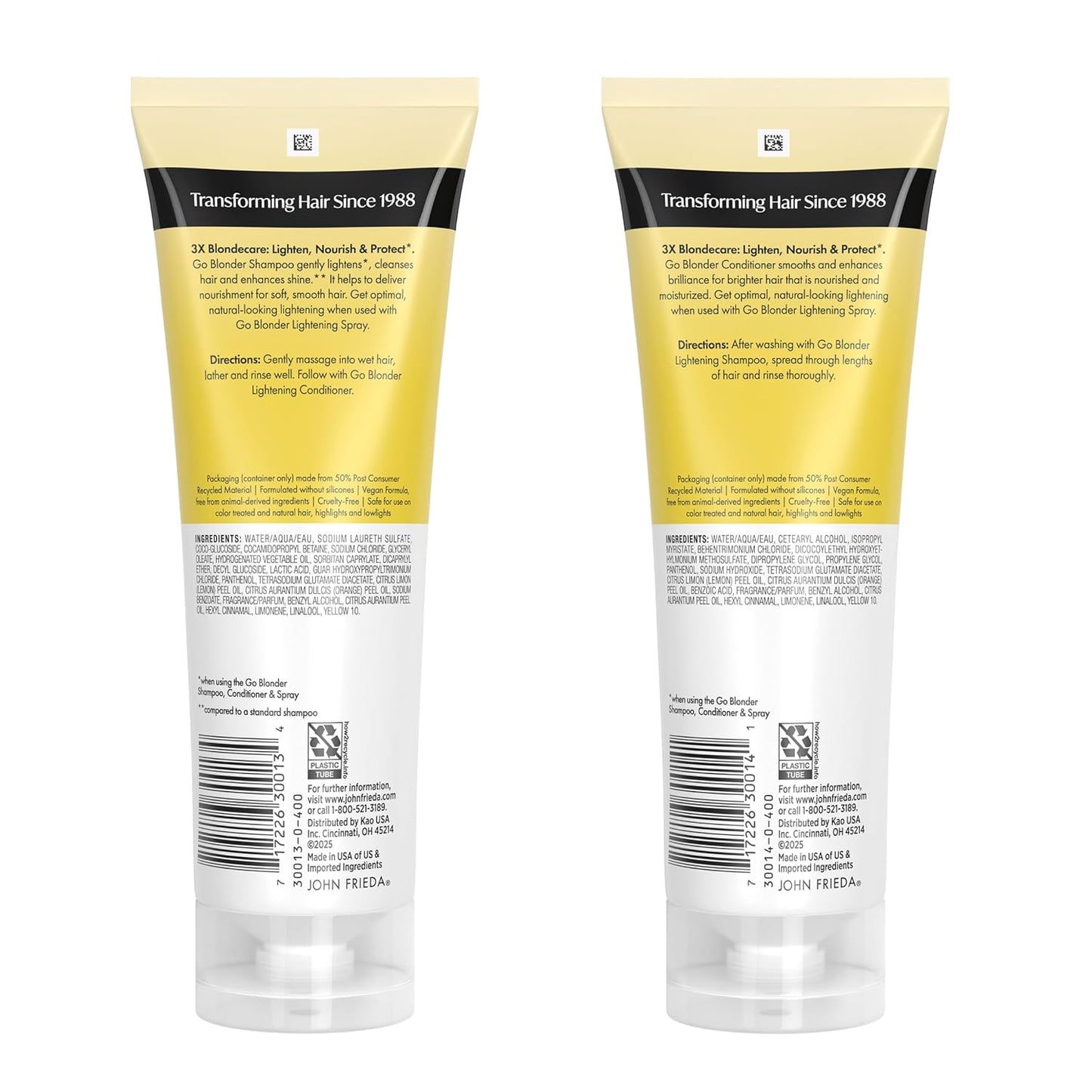 John Frieda Go Blonder Shampoo & Conditioner Set - Gradually Lightens Blonde Hair | 8.3 oz, Pack of 2