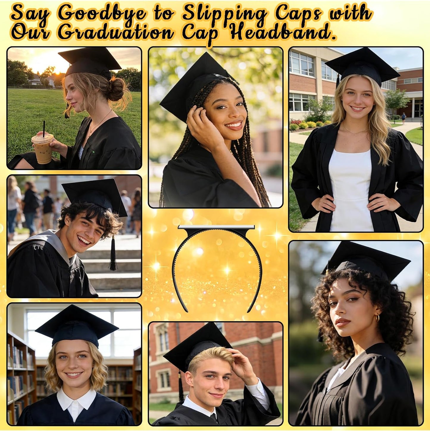 Graduation Cap Headband Insert - Secure Fit for Women & Students | Keeps Hairstyle Intact