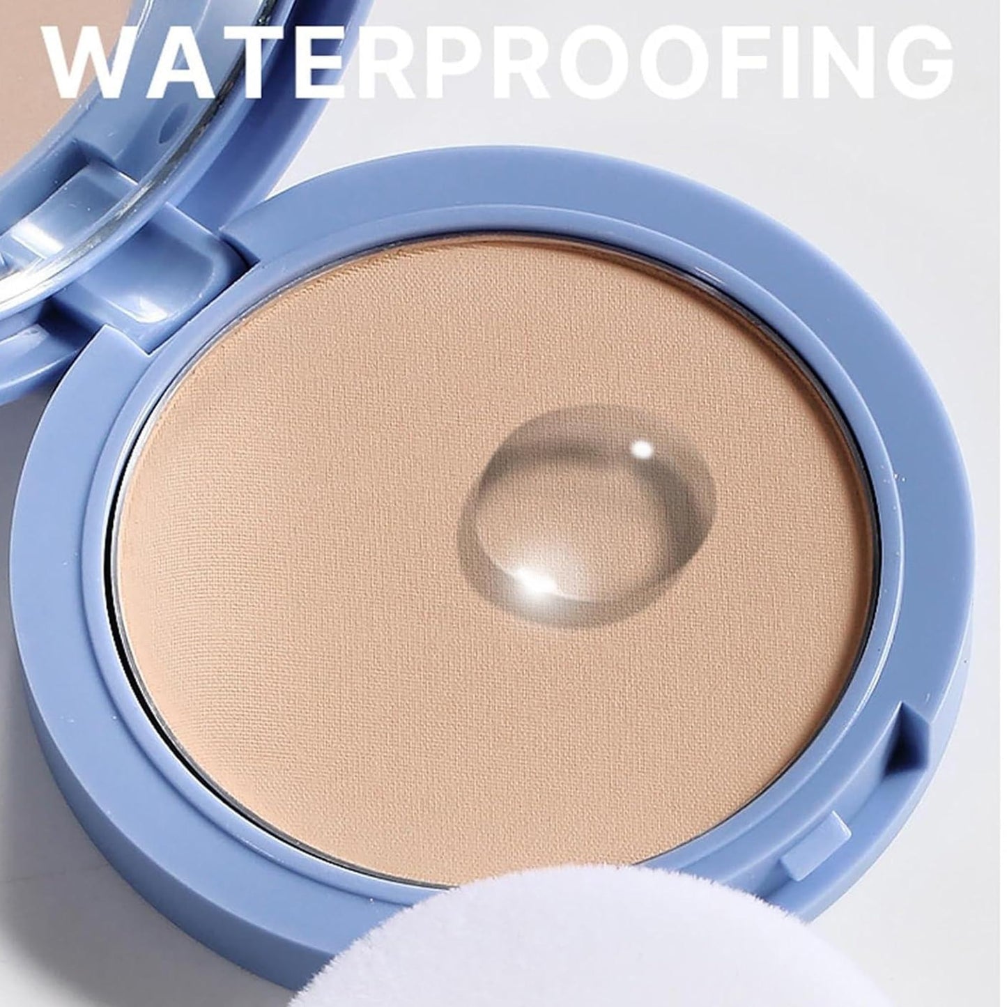 Mushroom-Head Cushion Foundation, Setting Powder (3 Shades Available), and Puff Set — Conceals, Sets Makeup, and Creates a Long-Lasting Matte Finish (Wheat-colored)
