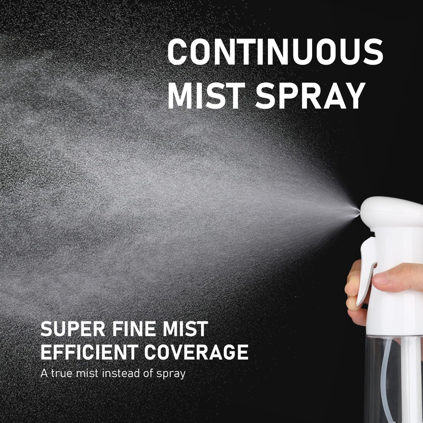 Continuous Mister Spray Bottle for Hair - Ultra Fine Mist Water Sprayer for Hairstyling, Cleaning, Plants | 2 Pack, 6.8 OZ
