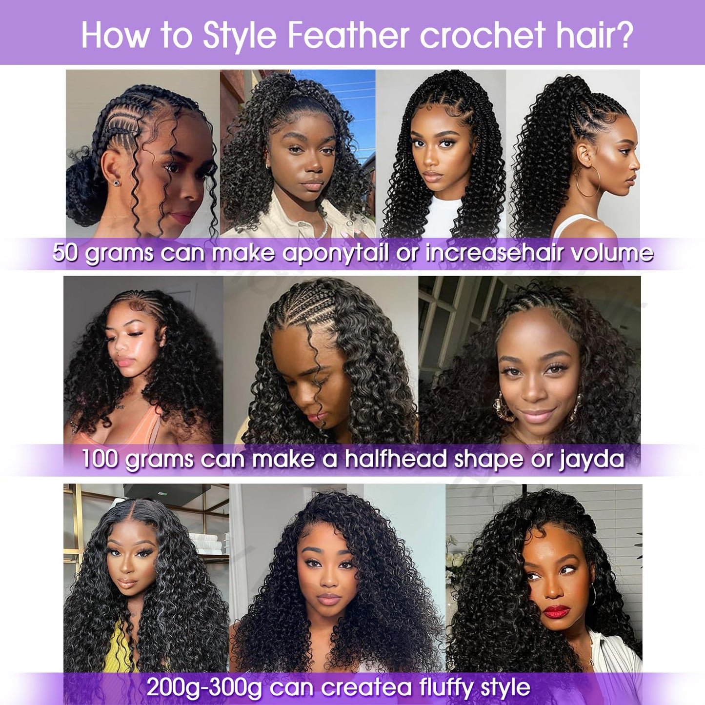 Human Crochet Hair for Black Women - 18" Deep Wave Extensions | Invisible Knots, Pre-Separated Bundles in Natural Color