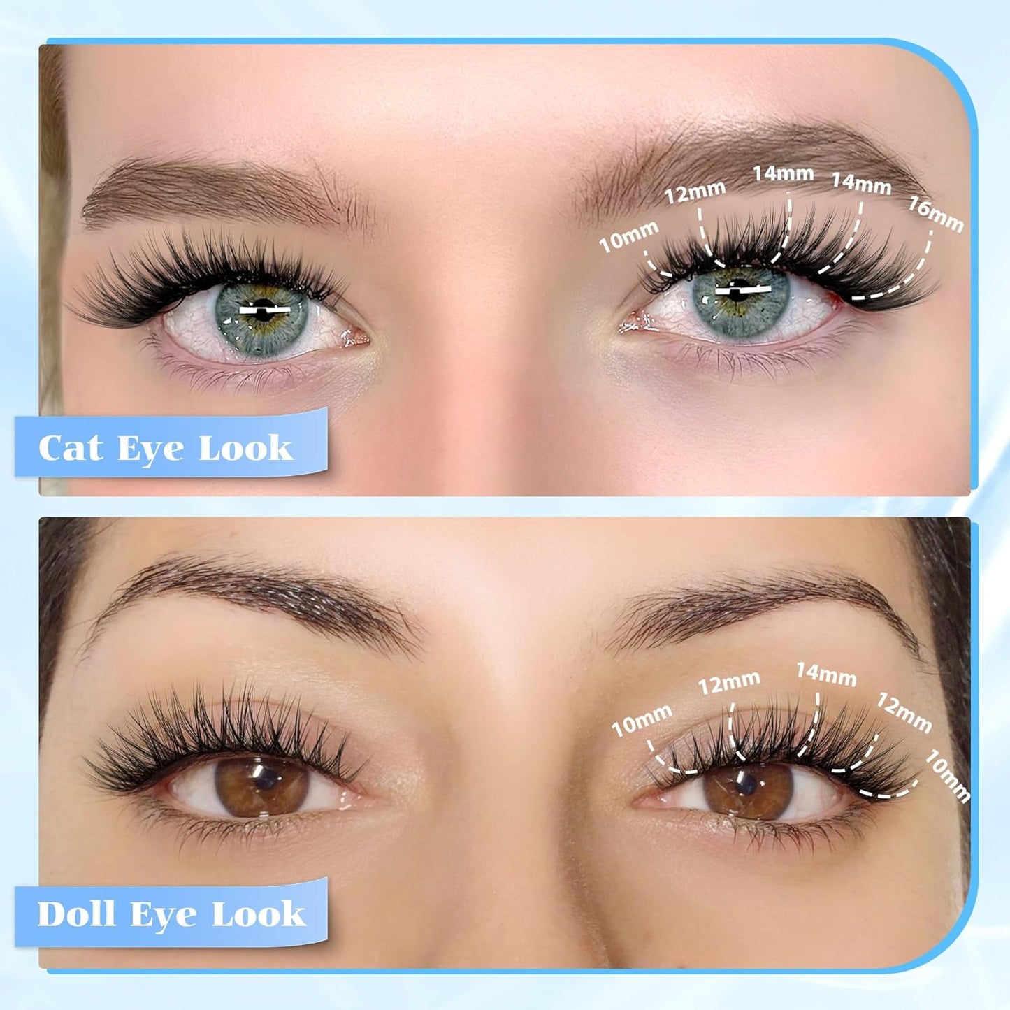 Wispy Lash Clusters - Natural Eyelash Extensions, 110 Pcs C Curvature | 10-16 mm Mix Length, Reusable with Thin Band