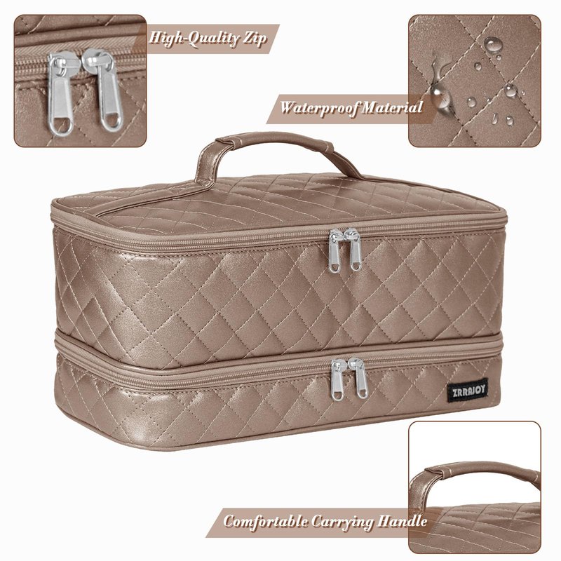 ZRRAJOY Double Layer Storage Case for Shark Flexstyle, Travel Carrying Case for Shark 430/440, Organizer Bag for Dyson Airwrap Styler Attachments (Bronze)