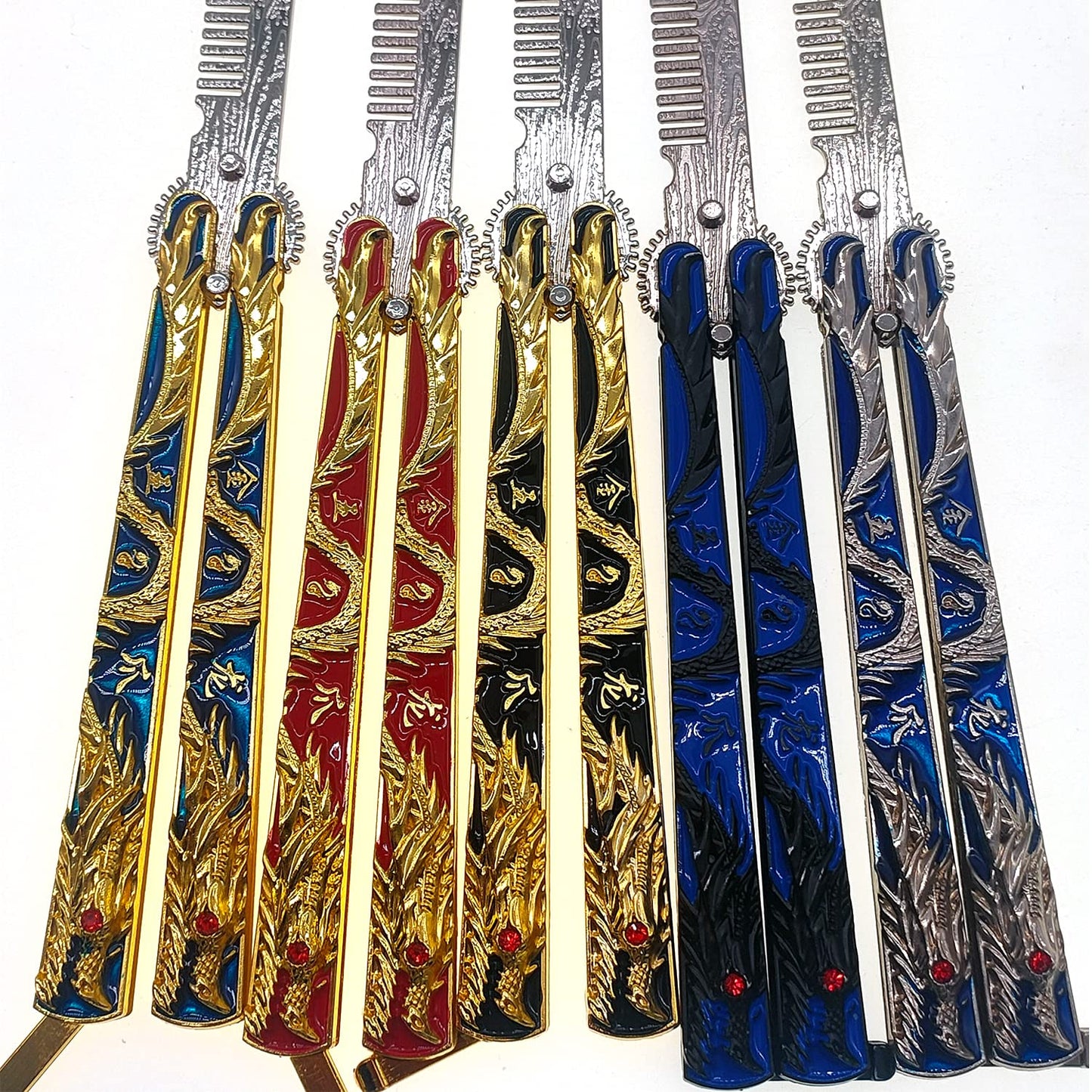 WANLIAN Dragon Beautiful comb,Beautiful comb Stainless Steel Folding Practice Combs Hair Styling Tools for Sport Outdoor Use (5pcs dragon)