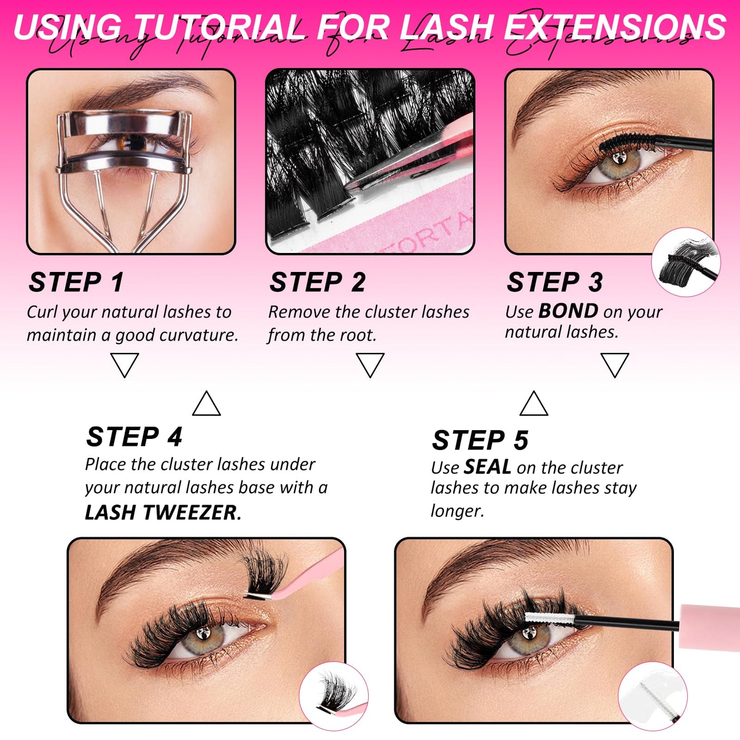 Manga Lash Clusters Kit 80D Eyelash Clusters with DIY Spikes 13-19MM Spiky Volume Cluster Eyelash Extensions Wispy Individual Lash Extensions Kit Anime Lashes Cluster Bond & Seal Tweezer by MilyBest