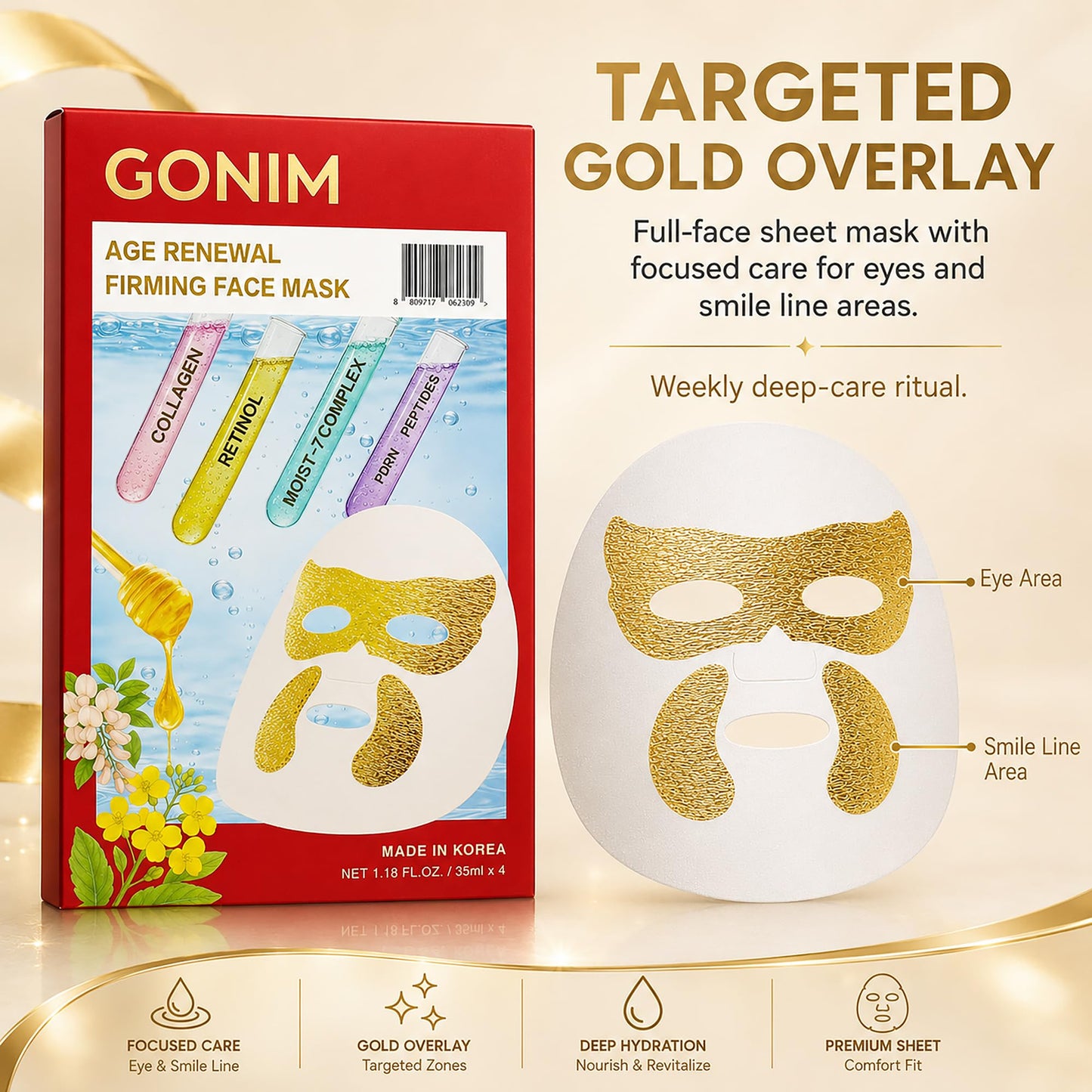 GONIM Korean Face Mask Skincare, Hydrating Face Mask with Retinol Collagen