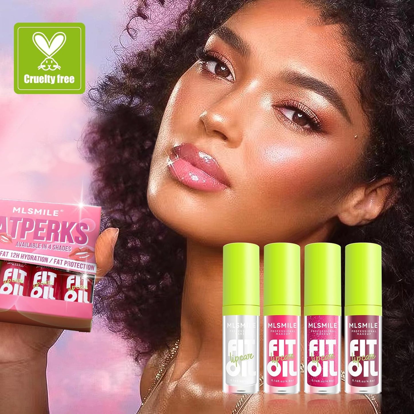 Hydrating Lip Glow Oil - Tinted Plumping Lip Gloss with Big Brush Head | 4 Colors Available