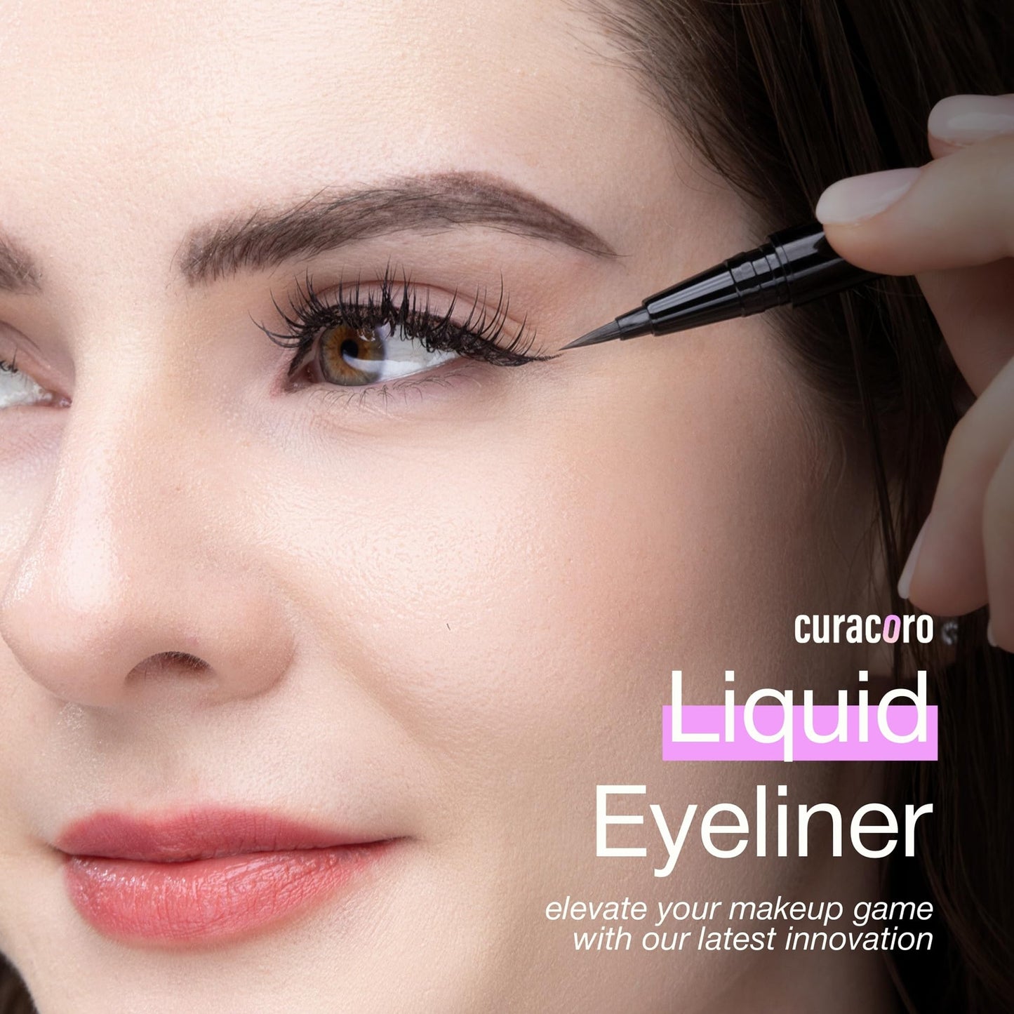 CURACORO Oil-Free Liquid Eyeliner for Eyelash Extensions, Ultra-Fine Felt Tip, Waterproof & Long-Lasting, Smudge-Proof Black Eyeliner