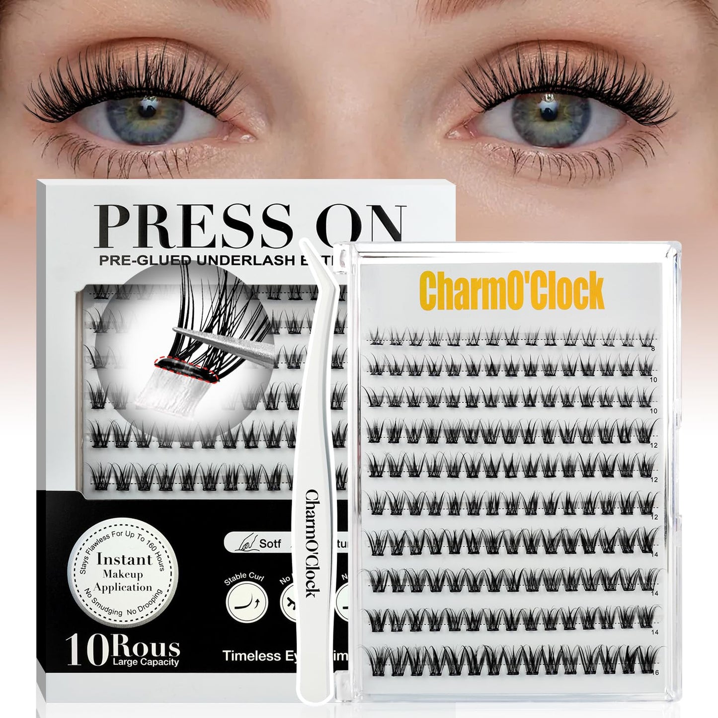 Self-Adhesive Eyelashes - 150pcs Pre-Glued Extensions | 8-16mm Reusable Clusters for Natural & Dramatic Looks