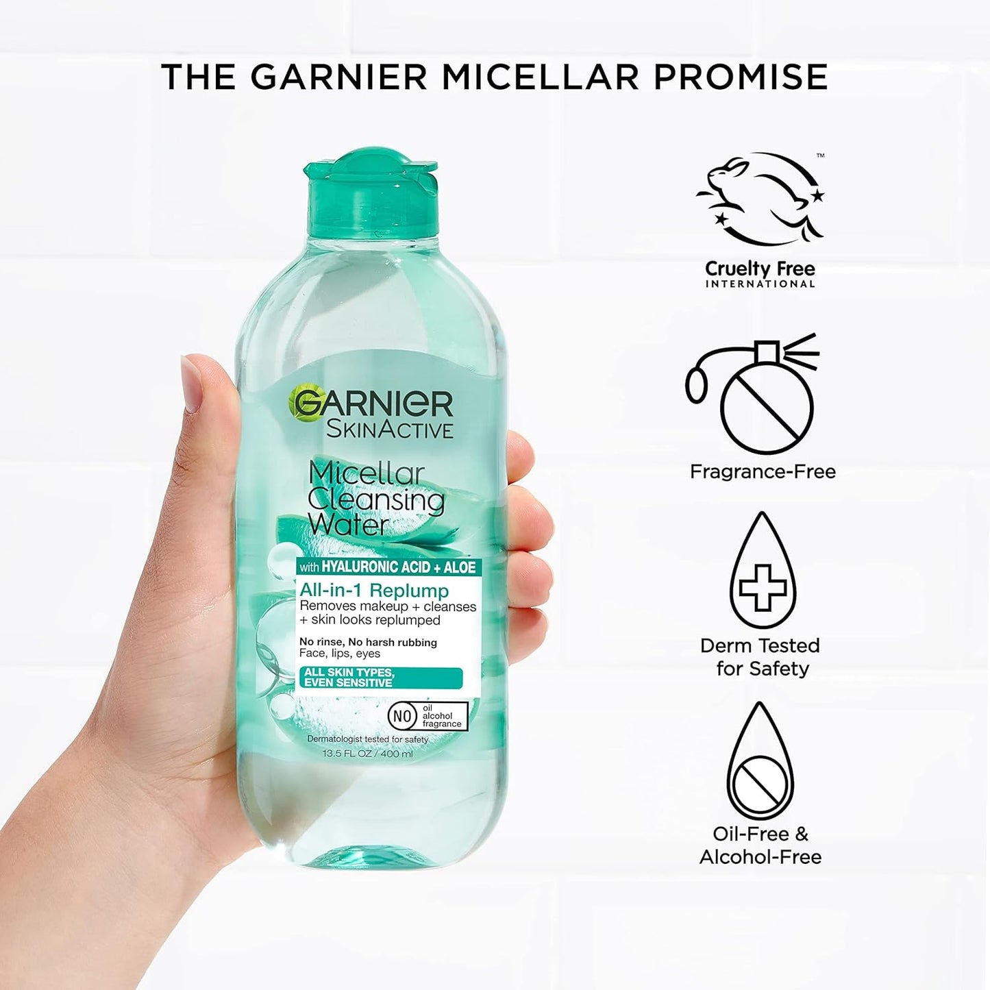 Garnier Micellar Water - Hydrating Facial Cleanser & Makeup Remover with Hyaluronic Acid | 13.5 Fl Oz (400mL) - Vegan & Cruelty-Free
