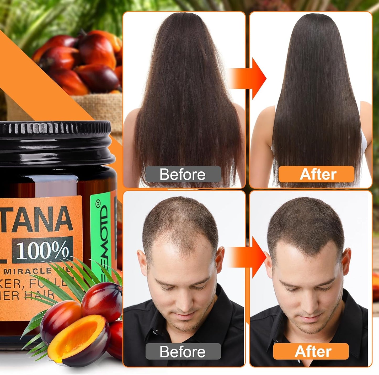 Unrefined Batana Oil for Hair Growth - Organic Hair Mask with Natural Ingredients | 2 fl oz Espresso Coffee