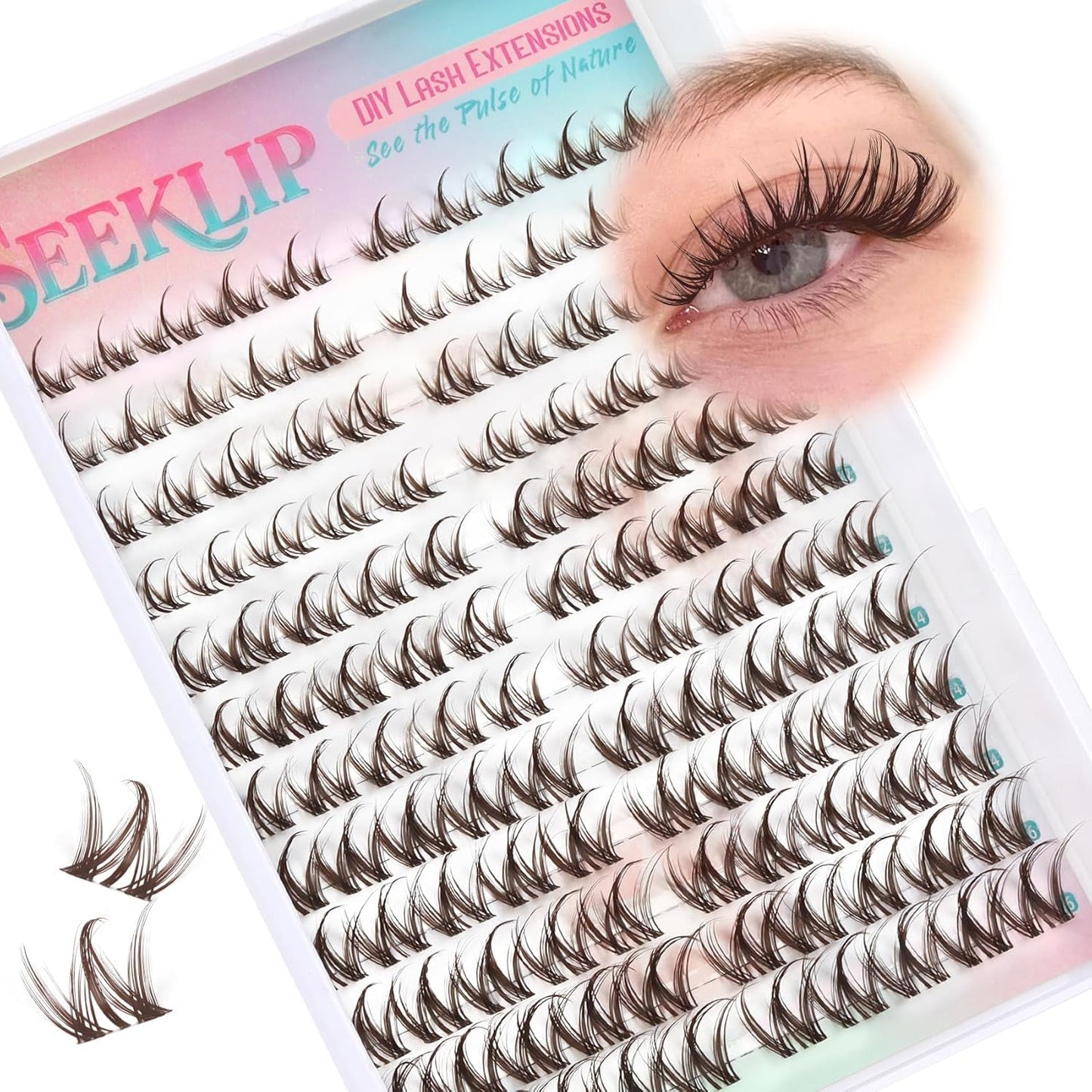 Dramatic Thick Eyelash Extensions - 188 Pcs Fluffy Volume Lash Clusters for DIY Glam Look | 100D & 200D