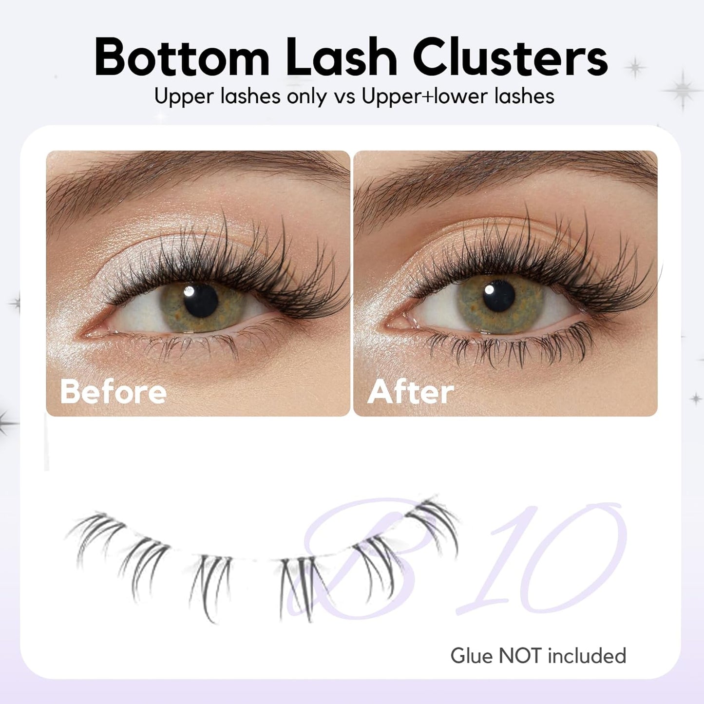 Natural Bottom Lash Clusters - DIY Clear Band Eyelashes for Soft, Comfortable Daily Wear | 5mm & 6mm, 48pcs