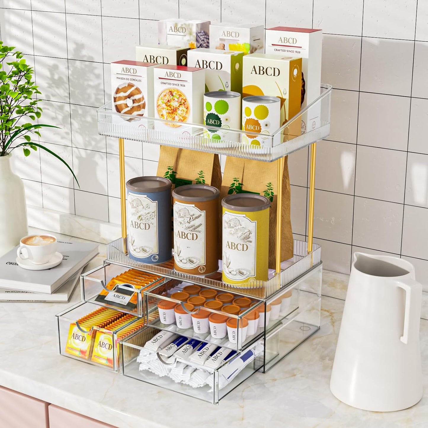 Makeup Organizer with 4 Drawers - Clear 4-Tier Cosmetic Storage for Bathroom, Dresser & Countertop