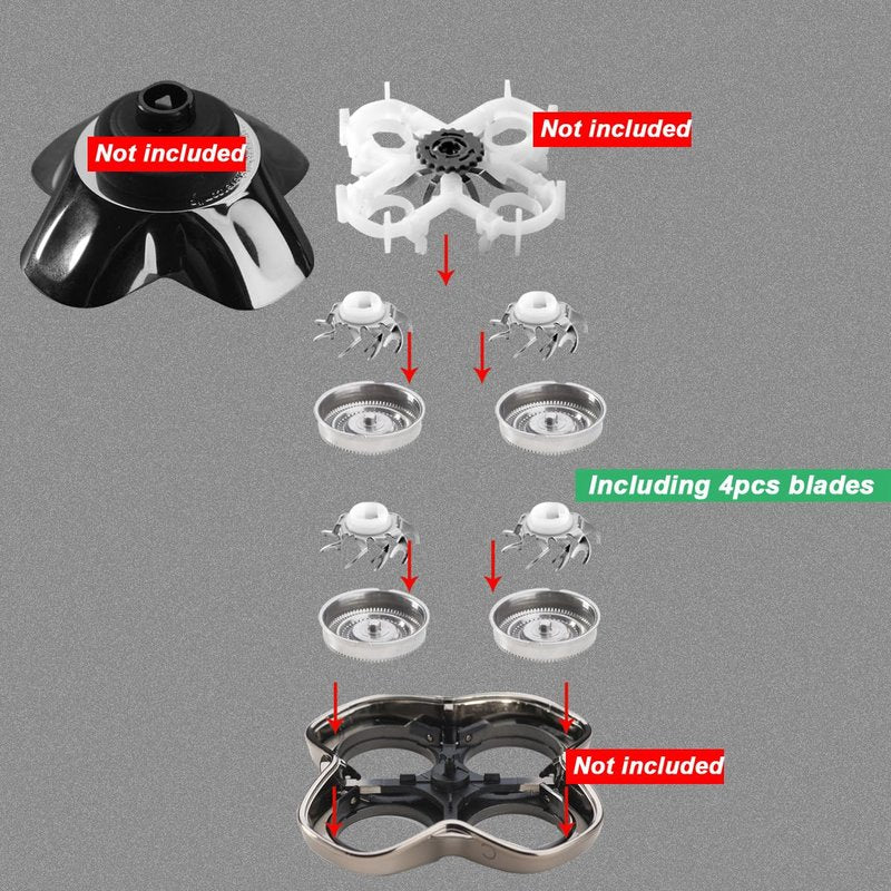 MAWAER 3pcs Head Shaver Replacement Blades for Skull Shaver Pitbull Forte 3 Head Baron 3 Head Pitbull Butterfly Kiss and Palm Shaver