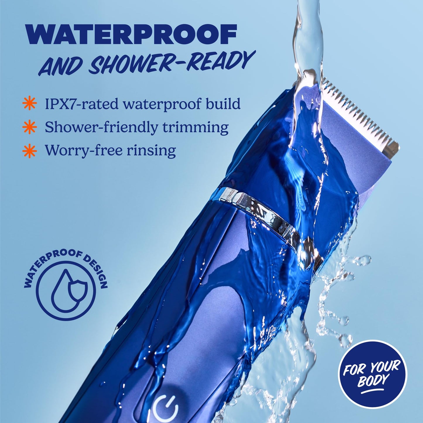 Dollar Shave Club | for Your Body Trimmer | Shower Safe, Ceramic Blades for Smooth Passes, | Body, Genitals, and Private Areas Electric Shaver for Men, IPX7 Waterproof Pubic Hair/Area Shaver