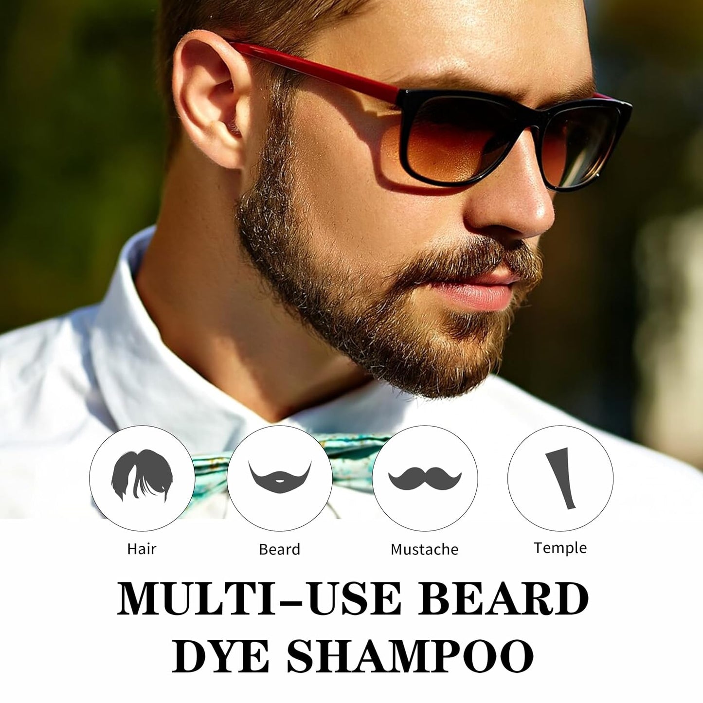 Beard Dye Shampoo for Men - 5 Minute Gray Coverage with Argan & Coconut Oil | No-Mess Formula, 200ML