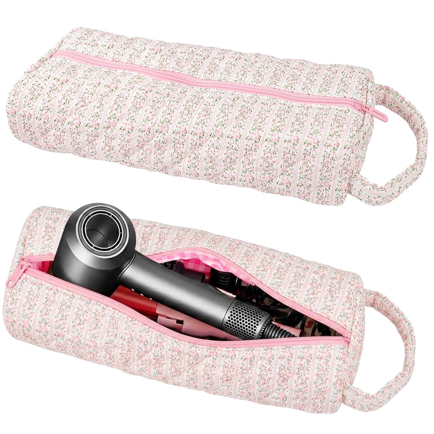 Quilted Travel Bag for Hair Tools - Compatible with Dyson Airwrap & Shark Flexstyle | Large Leopard Organizer